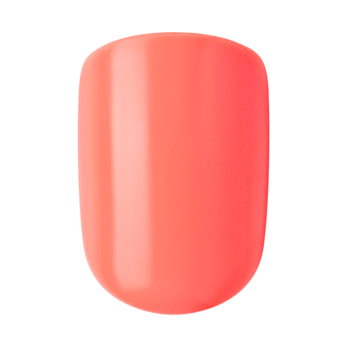 A single press on nail in short, squoval shape in an orange color. Nail is from imPRESS Color FX nail kit in &