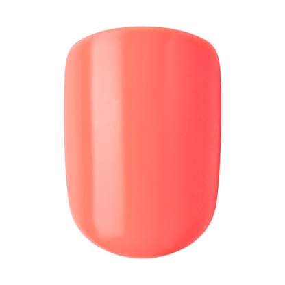 A single press on nail in short, squoval shape in an orange color. Nail is from imPRESS Color FX nail kit in &