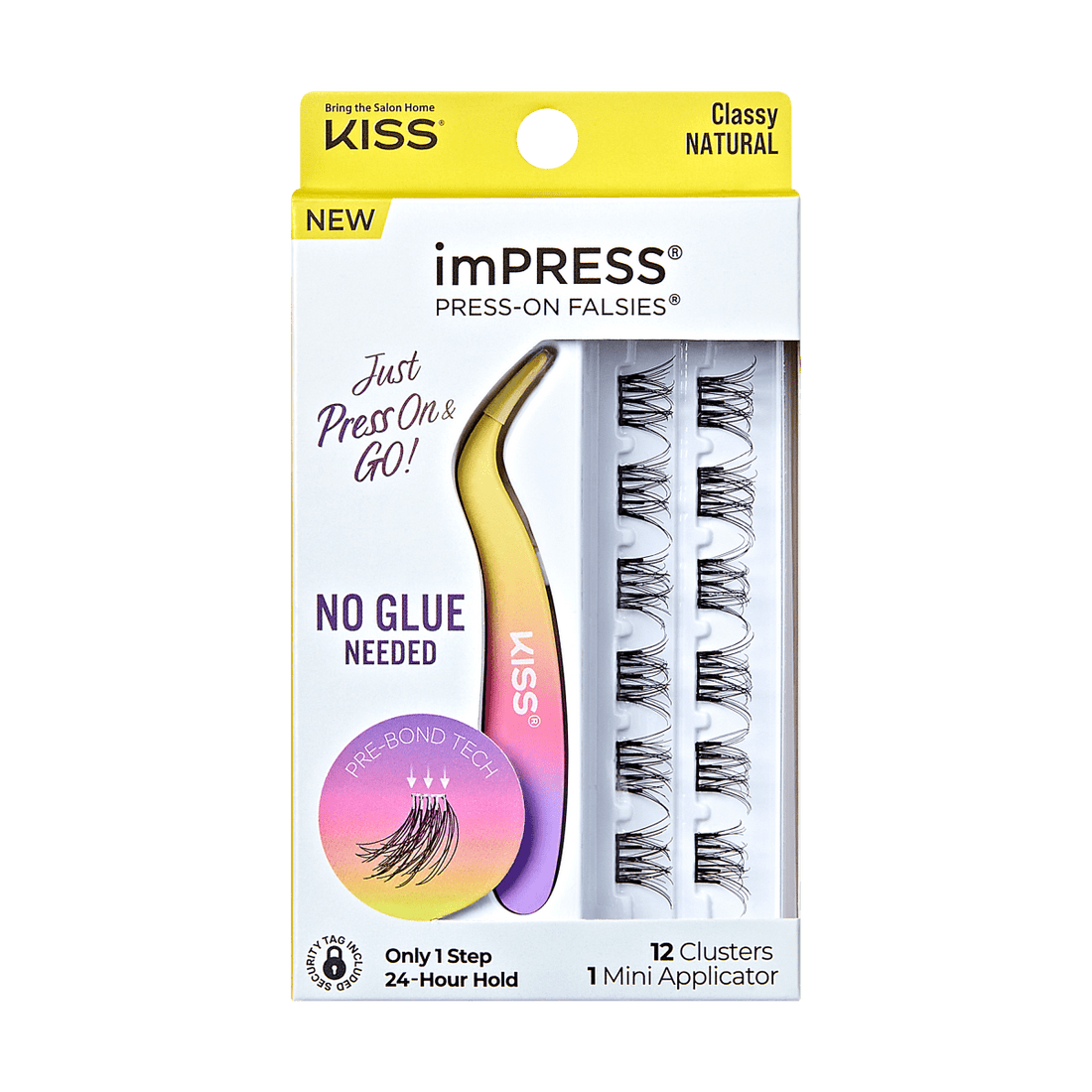 imPRESS Falsies Self Adhesive Eyelashes, 12 Lash Clusters + Applicator - Classy