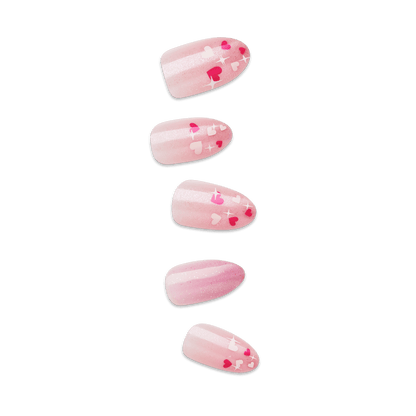 A set of fun, pink floral decorated press on nails from imPRESS that shows off the brand&