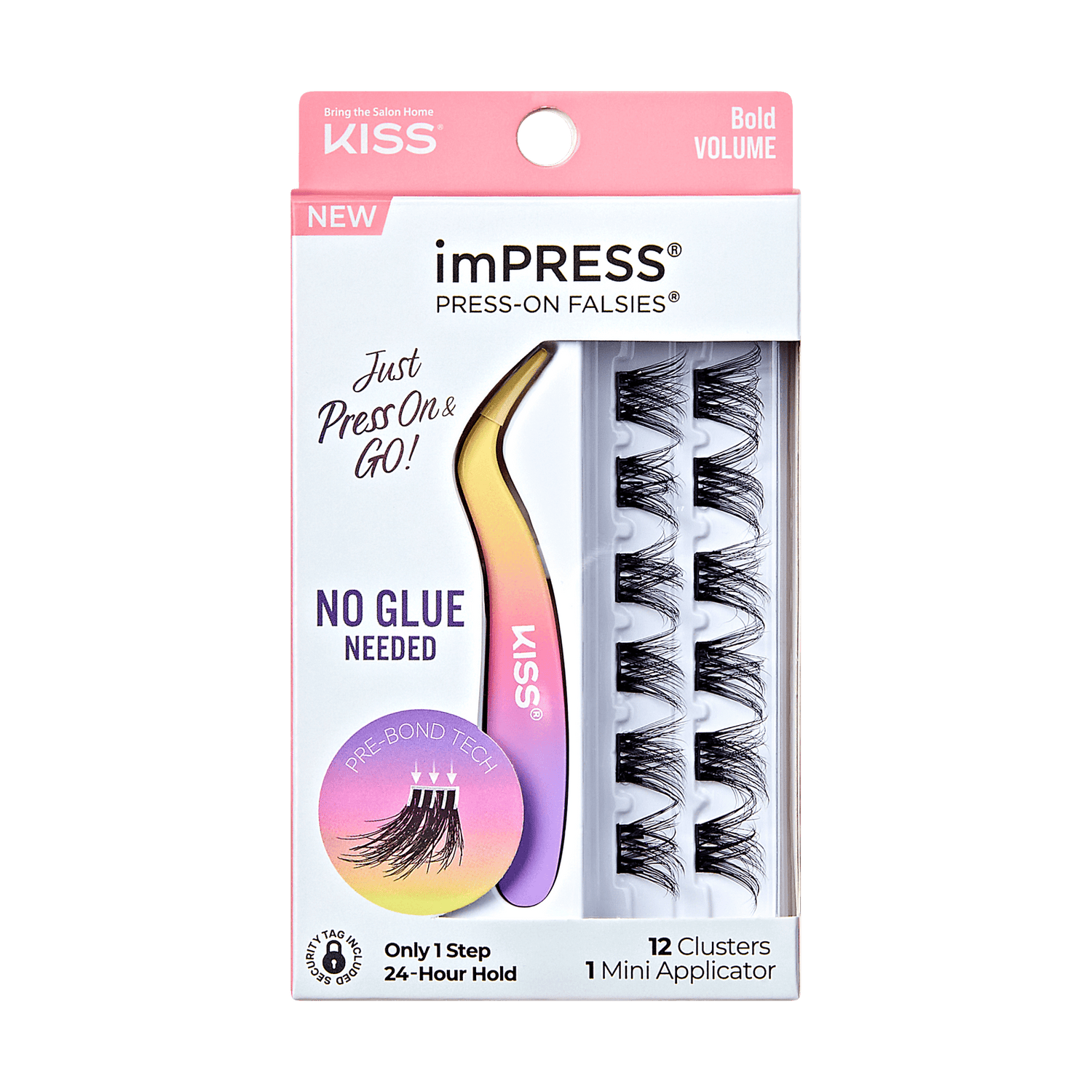 imPRESS Falsies Self Adhesive Eyelashes, 12 Lash Clusters + Applicator - Bold