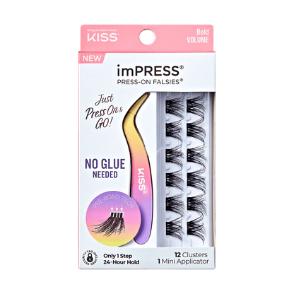 imPRESS Falsies Self Adhesive Eyelashes, 12 Lash Clusters + Applicator - Bold