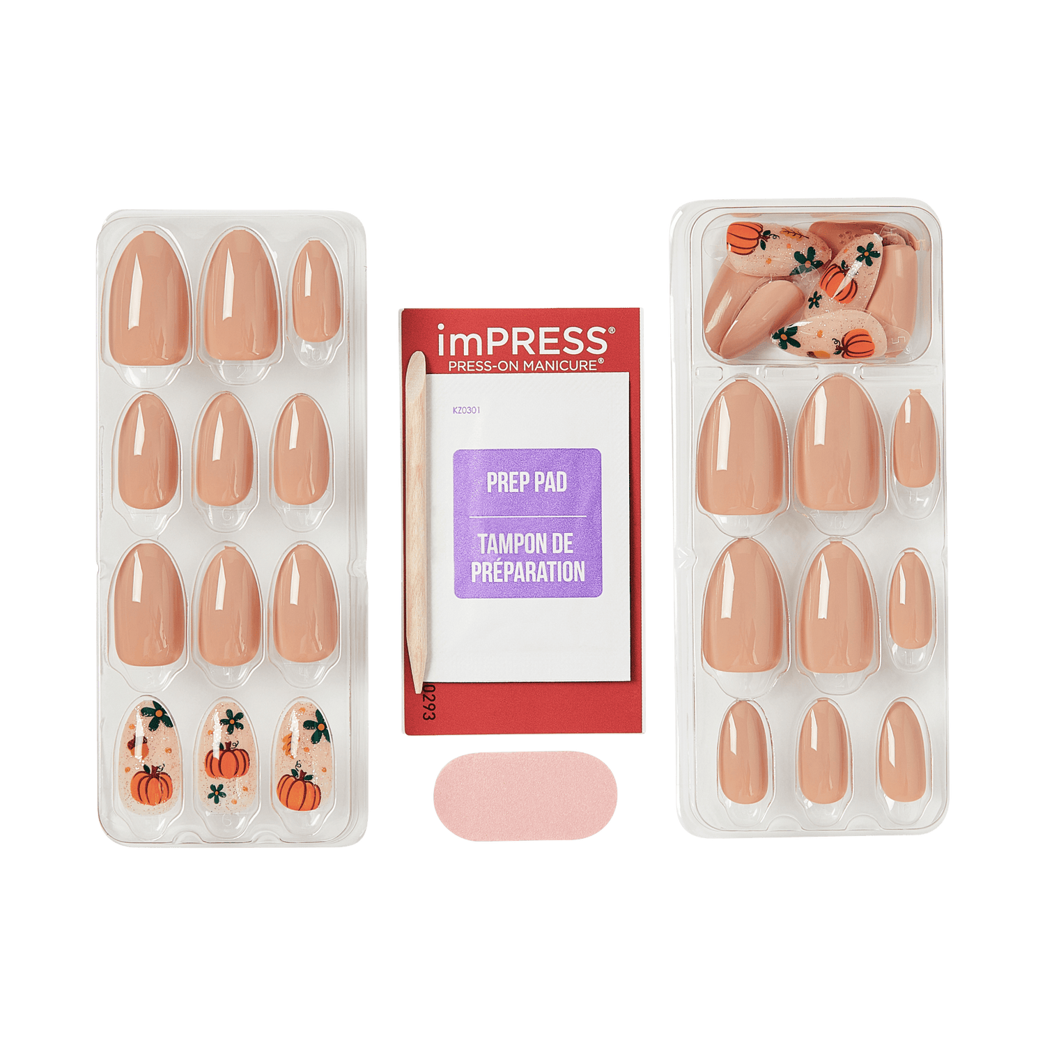 Impress Design Halloween No Glue Fake Press On Nails - Dark Aura | Design, Brown, Medium, Almond, Glow In The Dark, Manicure