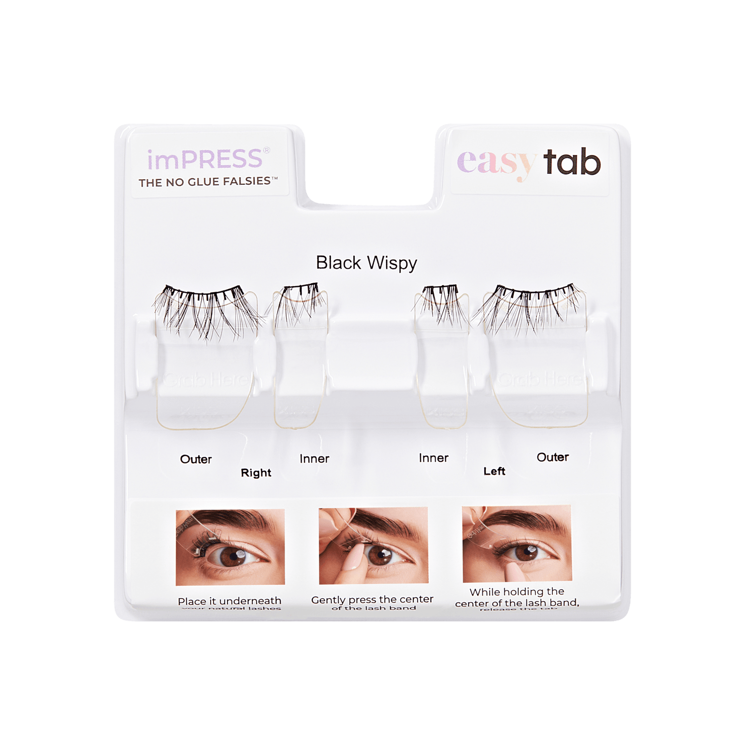 imPRESS Falsies easy tab Self Adhesive Eyelashes– Black Wispy