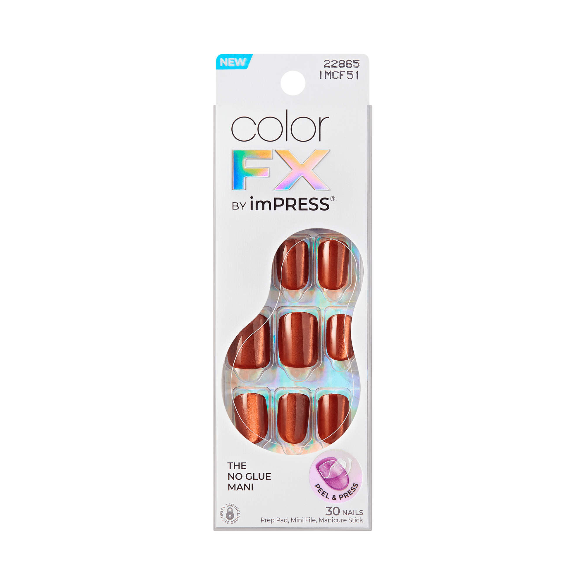 colorFX by Impress No Glue Fake Press On Nails - Ruby Rush | Design, Orange, Short, Squoval, Manicure