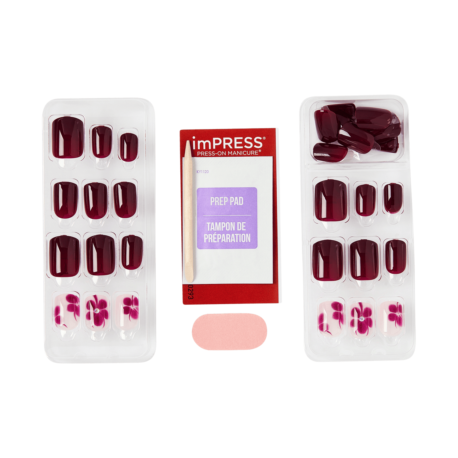 Impress Design No Glue Fake Press On Nails - Glacier | Design, Red, Short, Squoval, Manicure
