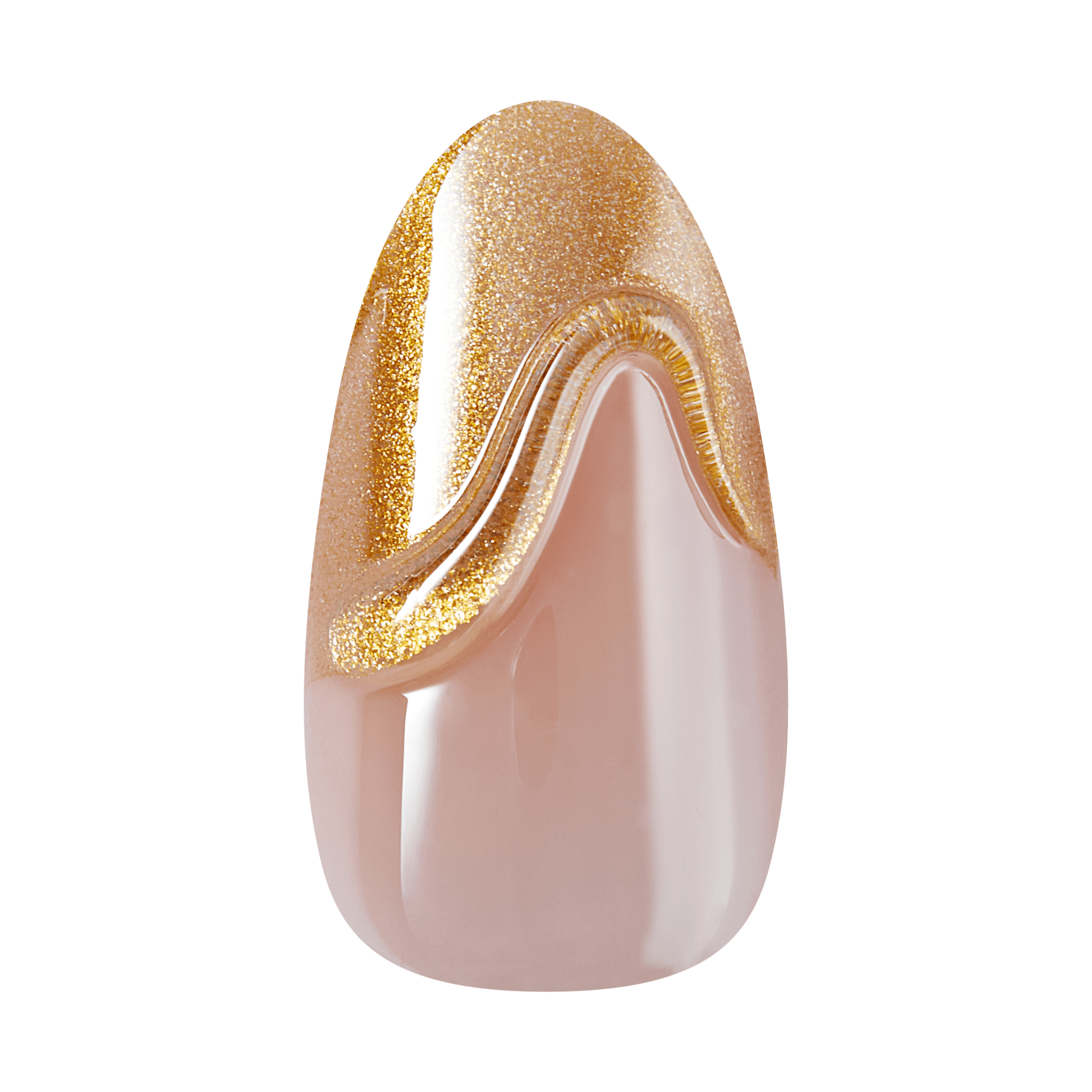 Impress Premium No Glue Fake Press On Nails - No Tears | French Design, White &amp; Gold, Medium, Almond, Manicure