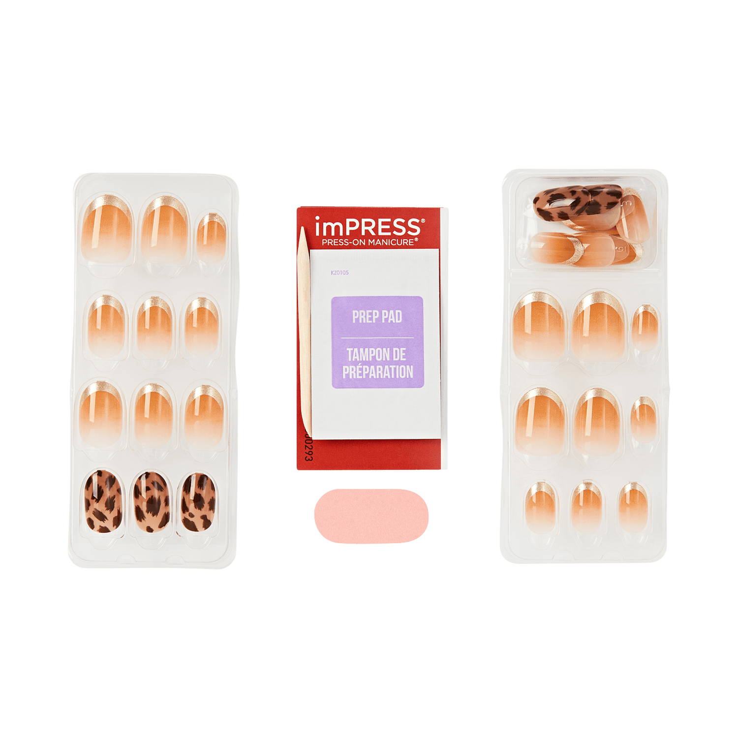 Impress Design No Glue Fake Press On Nails- Polar | Design, Brown, Short, Oval, Manicure
