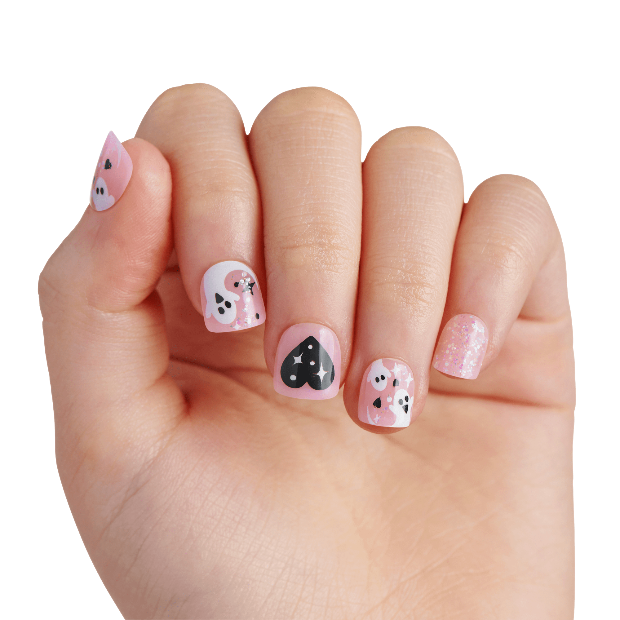 Impress Kids Halloween No Glue Fake Press On Nails - Magic Story | Design, Pink, Kids, Squoval, Glow In The Dark, Manicure
