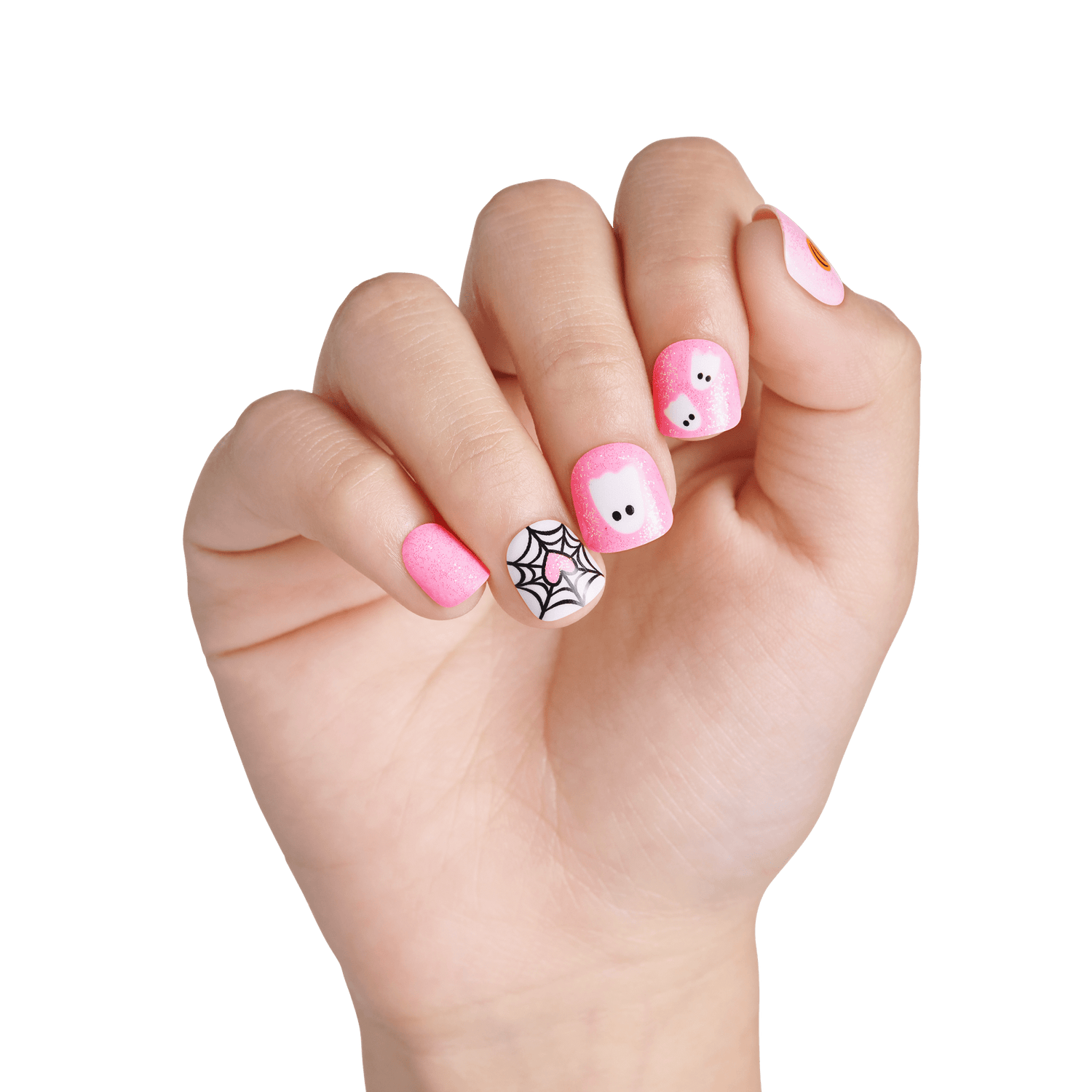 Impress Kids Halloween No Glue Fake Press On Nails - Night Sparkles | Design, Pink, Kids, Squoval, Glow In The Dark, Manicure