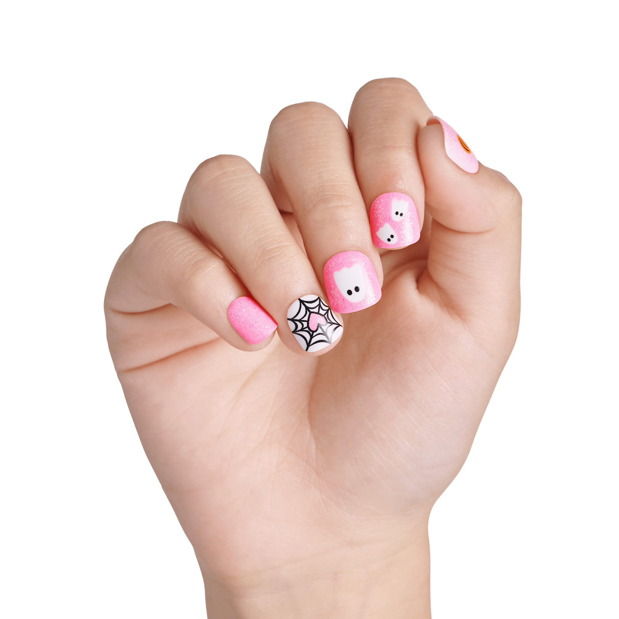 Impress Kids Halloween No Glue Fake Press On Nails - Night Sparkles | Design, Pink, Kids, Squoval, Glow In The Dark, Manicure