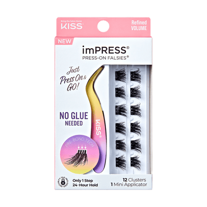 imPRESS Falsies Self Adhesive Eyelashes, 12 Lash Clusters + Applicator - Refined