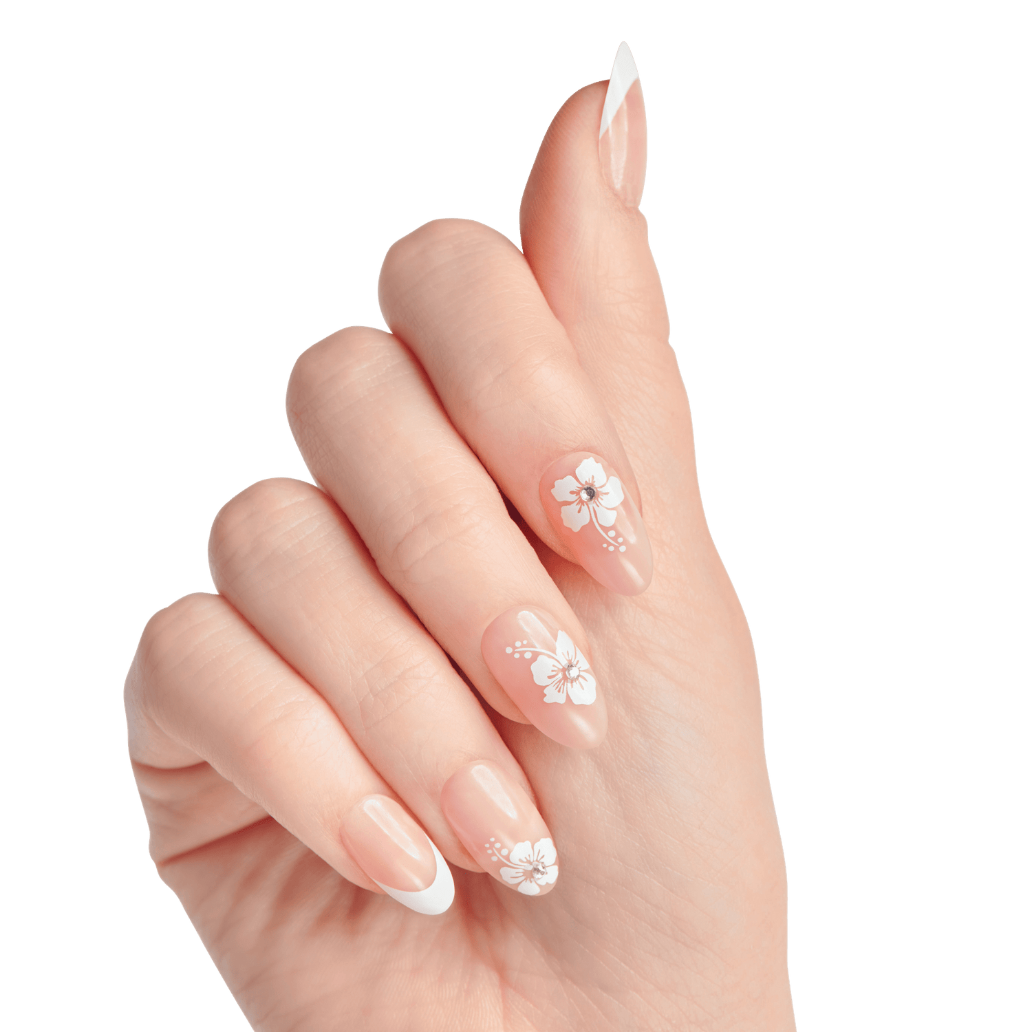 Impress Design No Glue Fake Press On Nails - Uplifted | French Design, White, Medium, Almond, Manicure