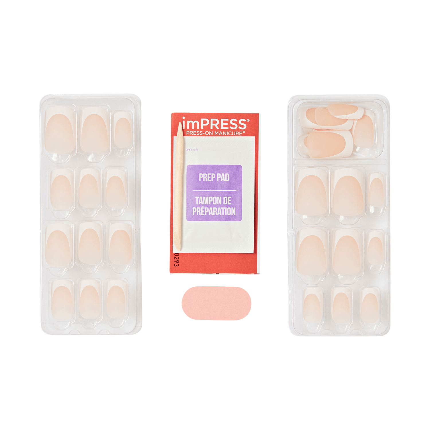 Impress Design No Glue Fake Press On Nails - Twist | French Tips, White, Medium, Squoval, Manicure