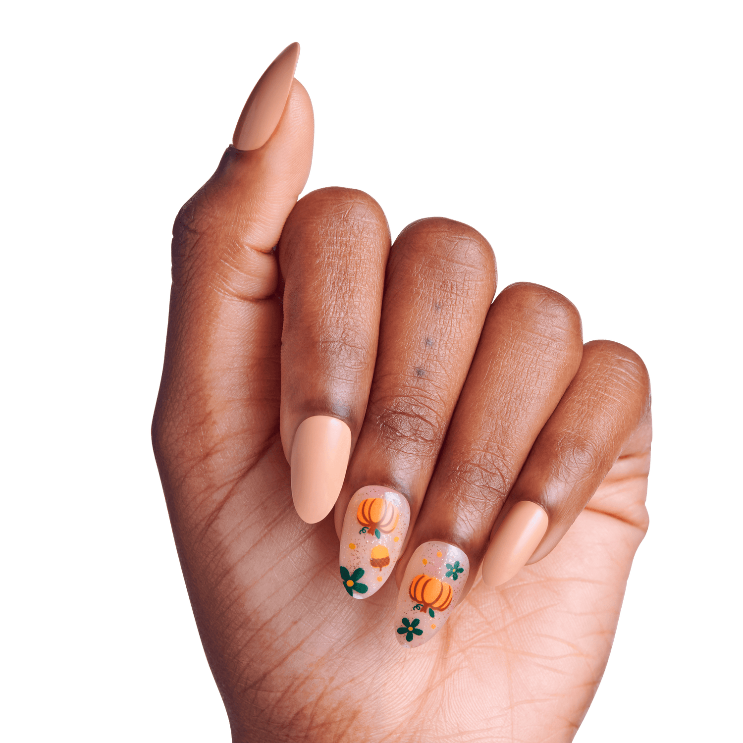 Impress Design Halloween No Glue Fake Press On Nails - Dark Aura | Design, Brown, Medium, Almond, Glow In The Dark, Manicure