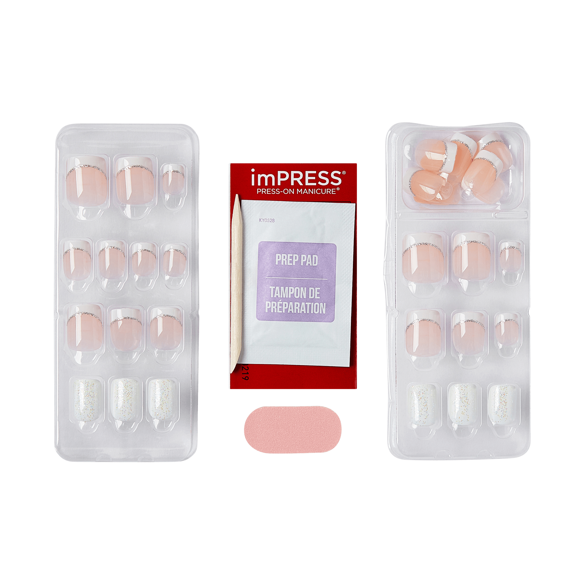 Impress Design No Glue Fake Press On Nails - My Mani | French Tips, White &amp; Neutral, Petite, Squoval, Manicure