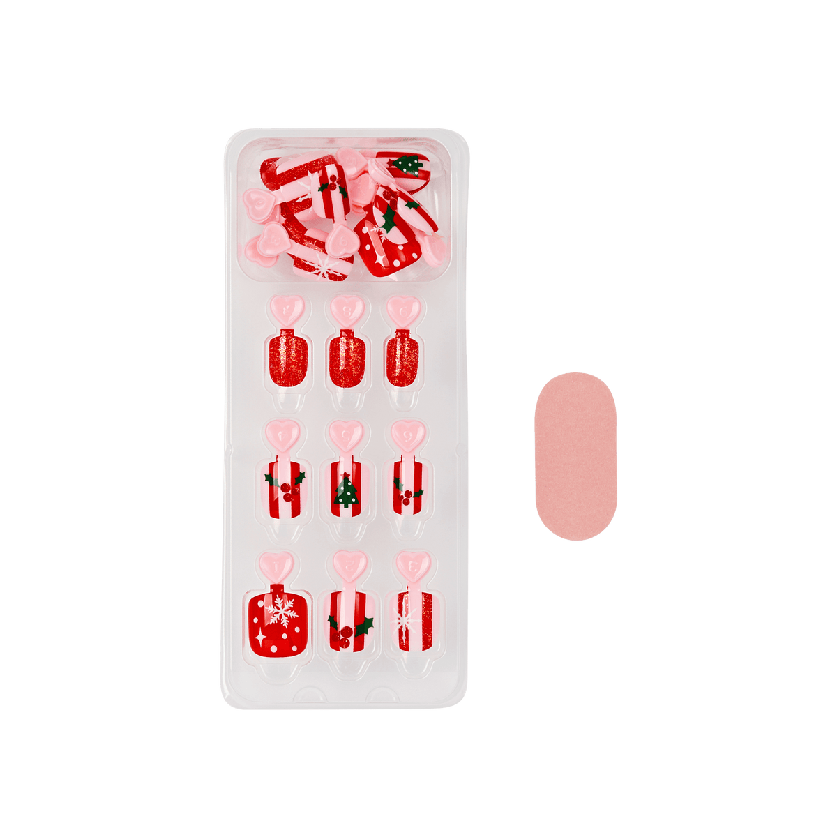 Impress Kids Holiday No Glue Fake Press On Nails - Cute Wish | Design, Red, Kids, Squoval, Manicure