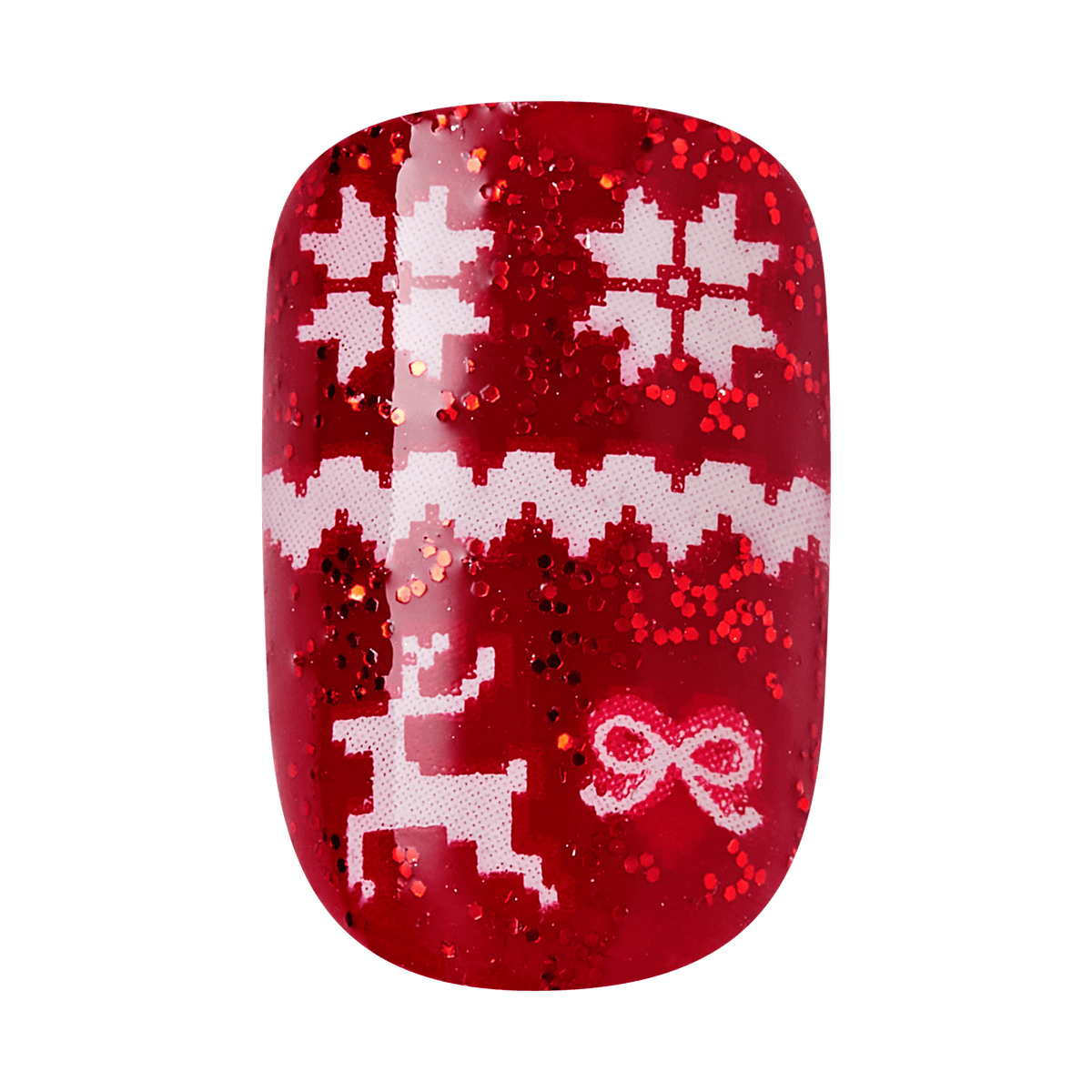 Impress Design Holiday No Glue Fake Press On Nails - Winter Luxe | Design, Red, Short, Squoval, Manicure