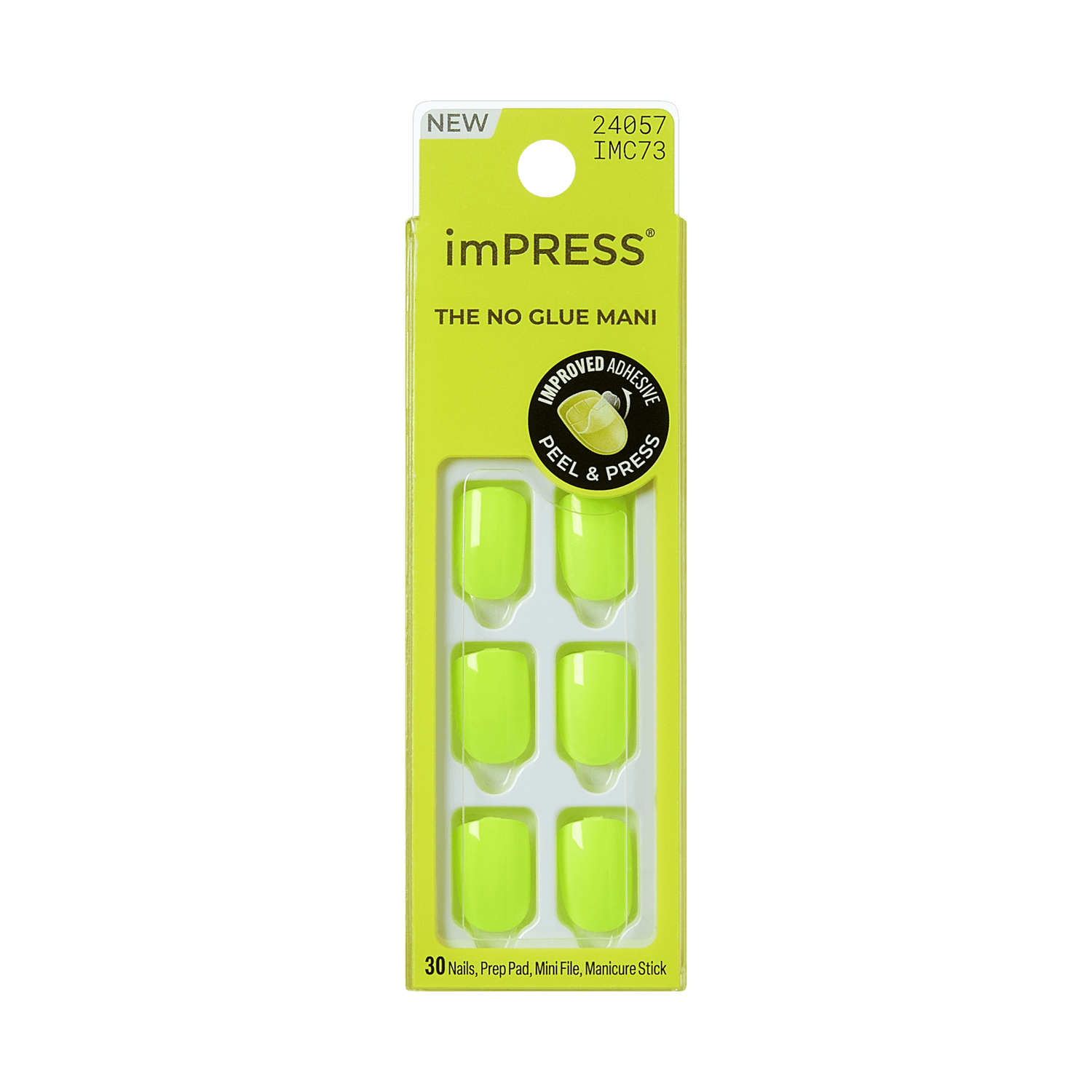 imPRESS The No Glue Mani press-on nails in neon green, 30 count