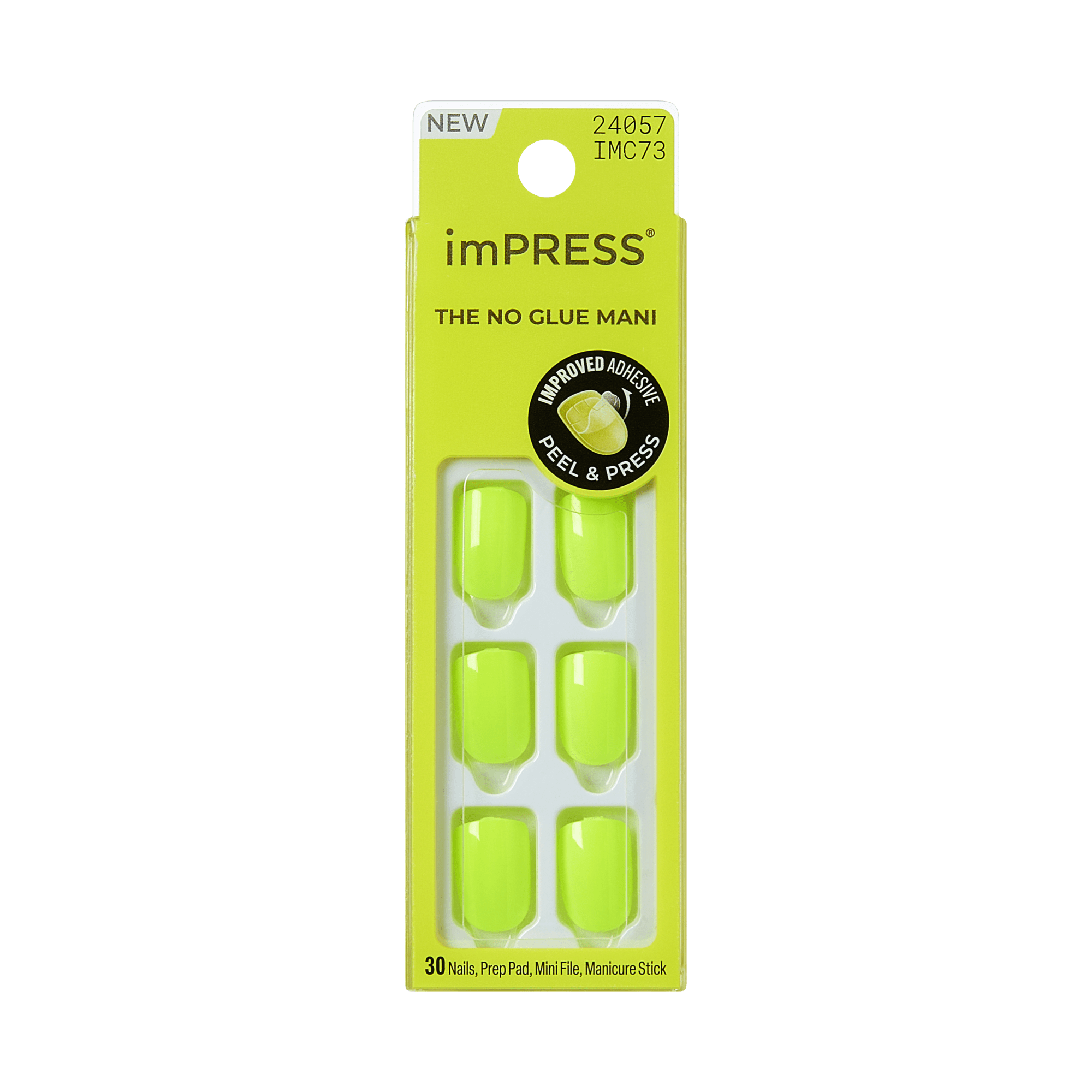 imPRESS The No Glue Mani press-on nails in neon green, 30 count
