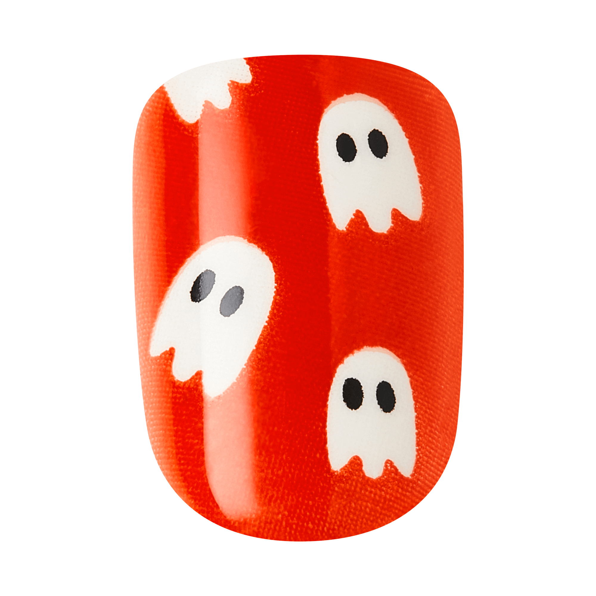 Impress Design Halloween No Glue Fake Press On Nails - Fangs Out | Design, Orange, Short, Squoval, Glow In The Dark, Manicure