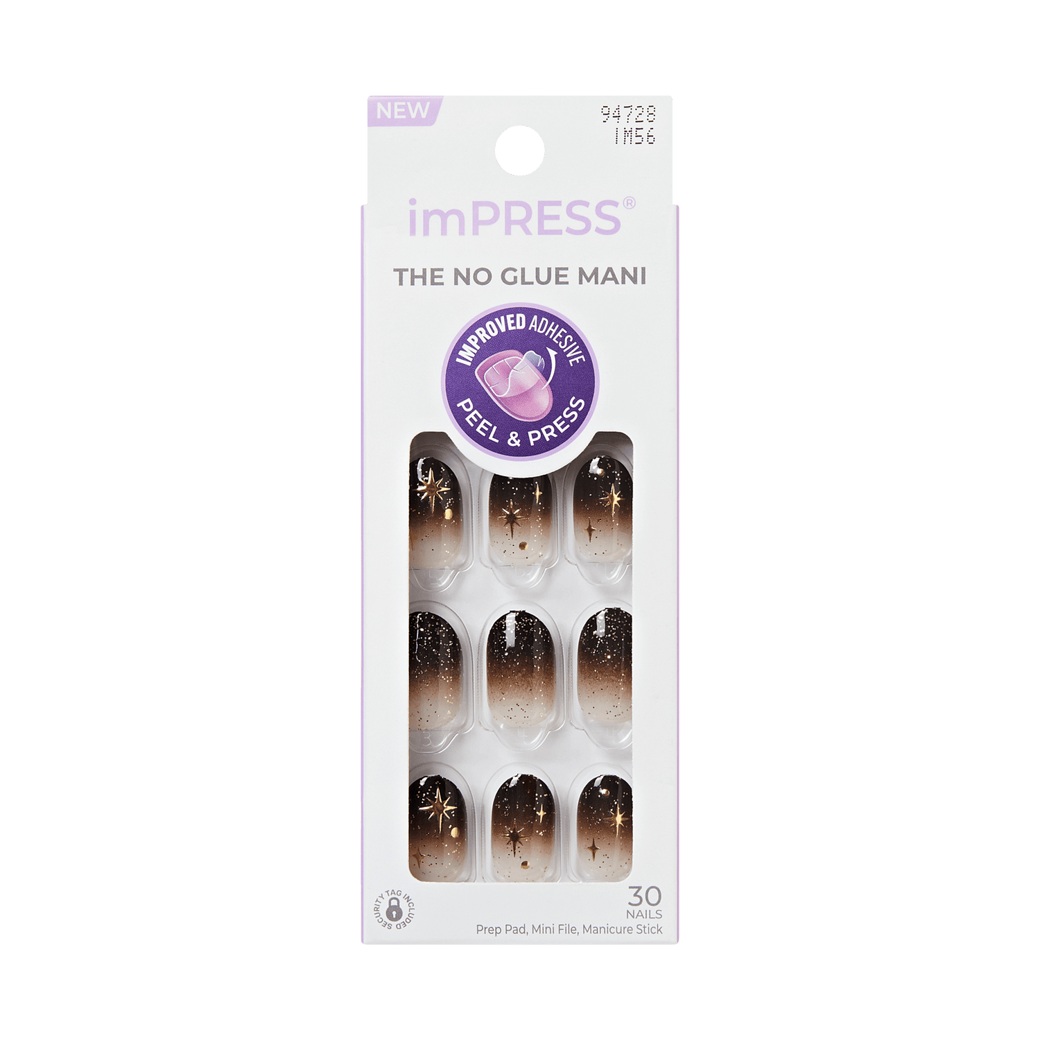 Impress Design No Glue Fake Press On Nails - Corporate Girl | Design, Black, Short, Oval, Manicure