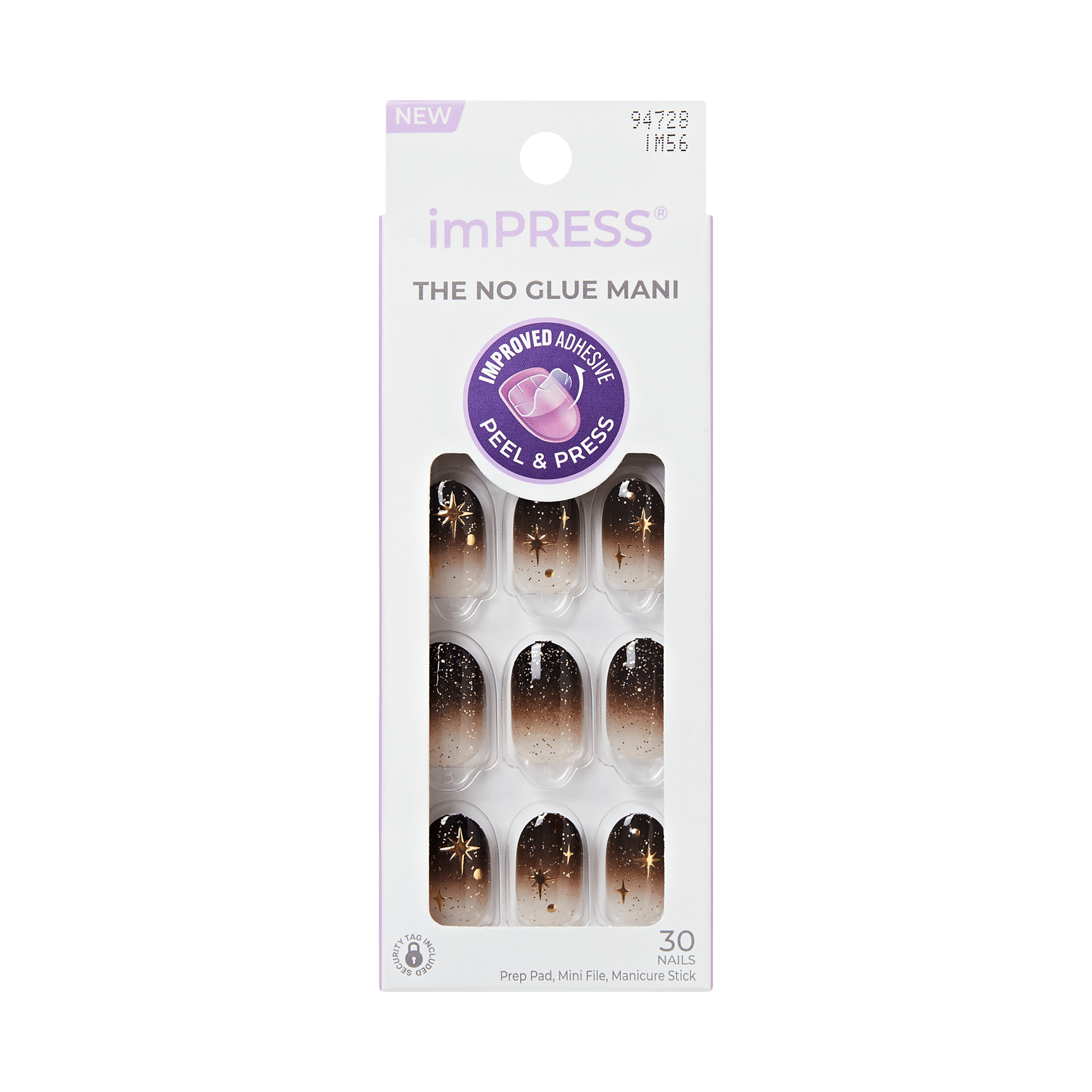Impress Design No Glue Fake Press On Nails - Corporate Girl | Design, Black, Short, Oval, Manicure