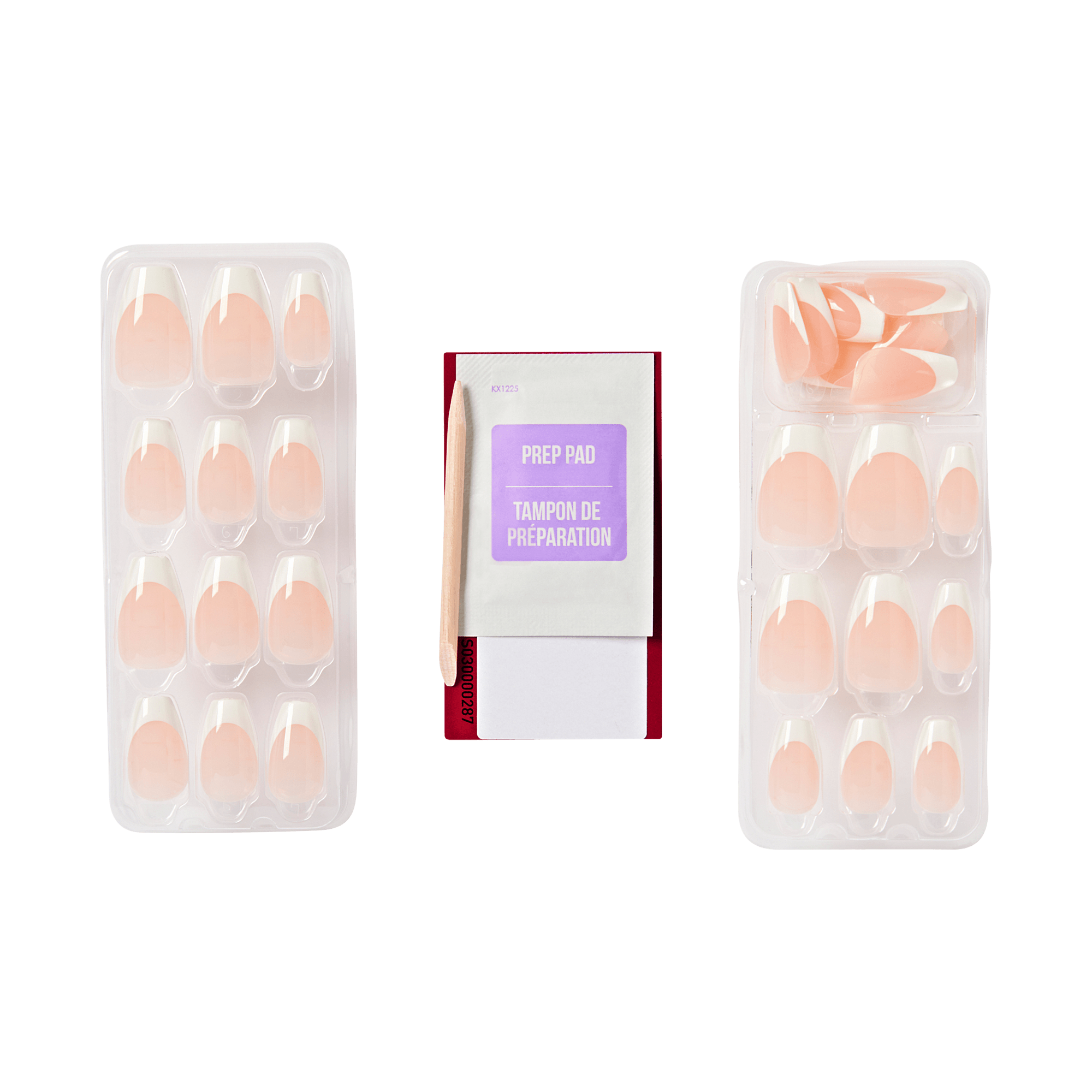 Impress French No Glue Fake Press On Nails - Ideal | French Tips, White &amp; Neutral, Medium, Coffin, Manicure