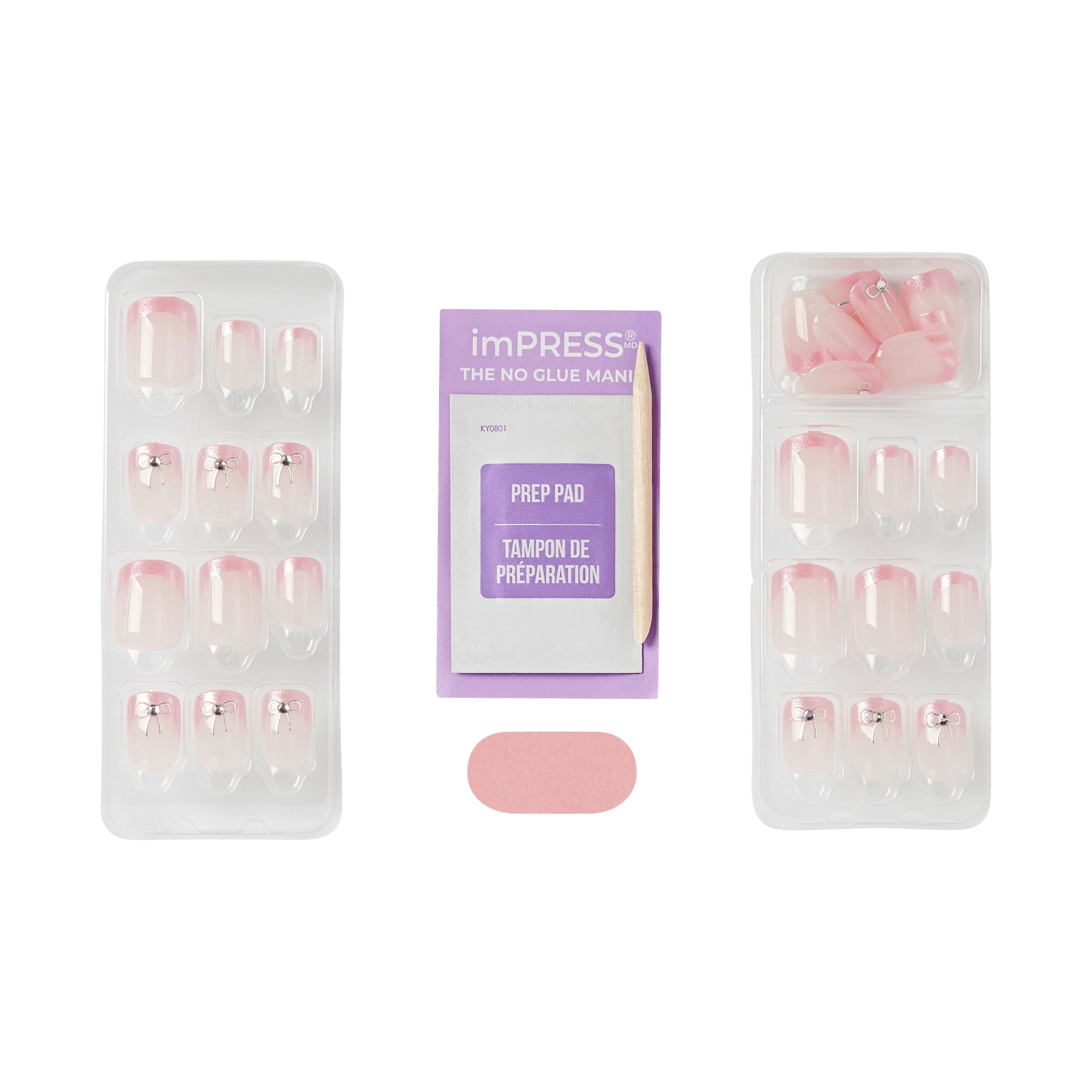 imPRESS press-on nails kit with prep pad, pink ombre design, no glue application