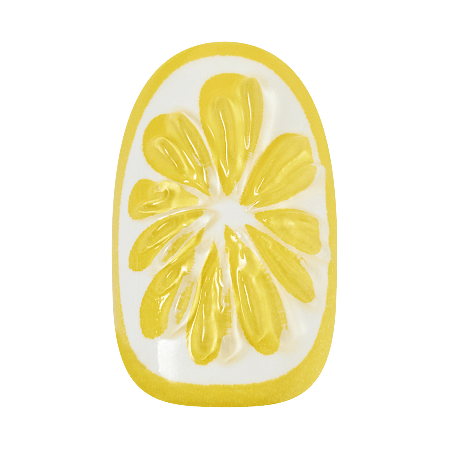 Lemon design nail chip on clear background