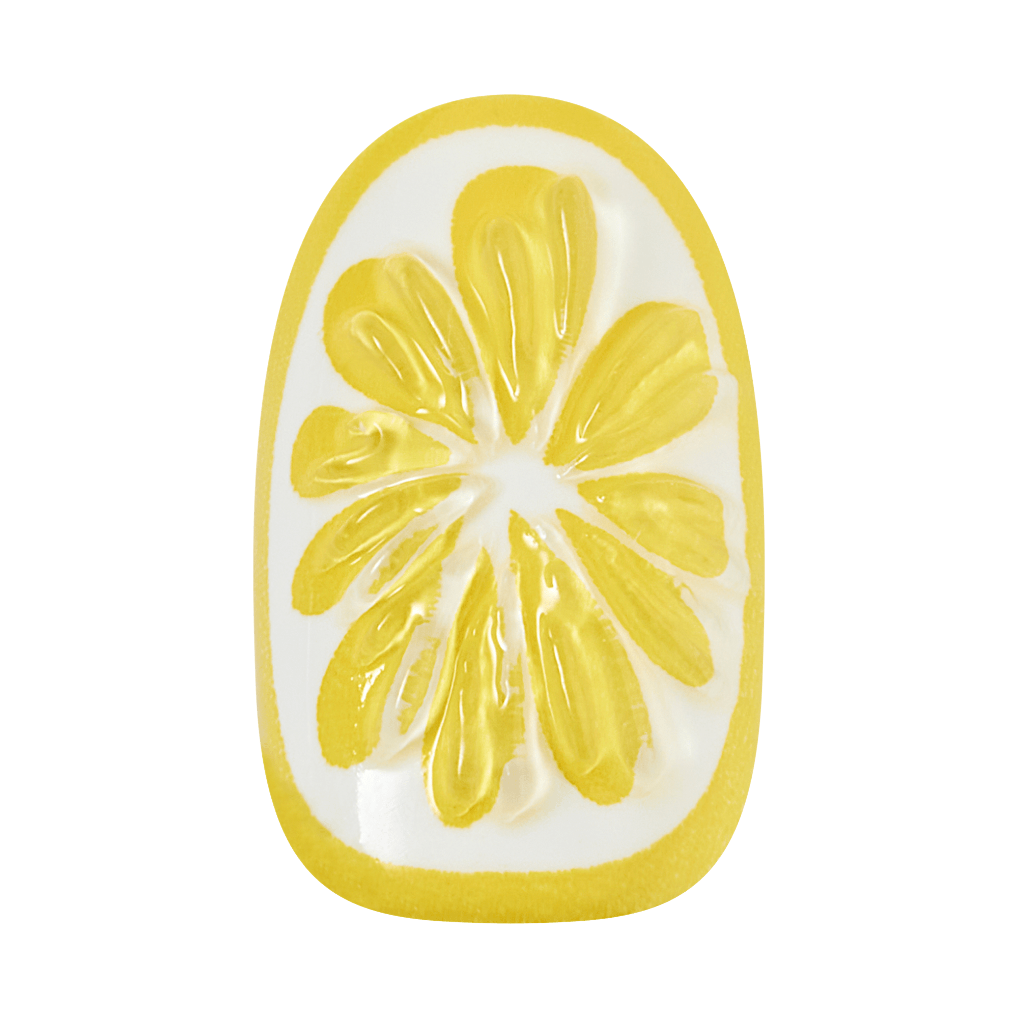 Lemon design nail chip on clear background
