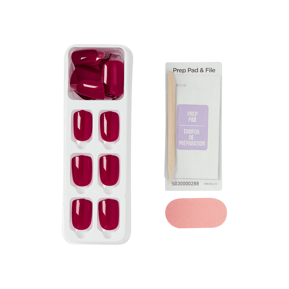 Impress Color No Glue Fake Press On Nails - Highlight | Solid, Red, Short, Squoval, Manicure