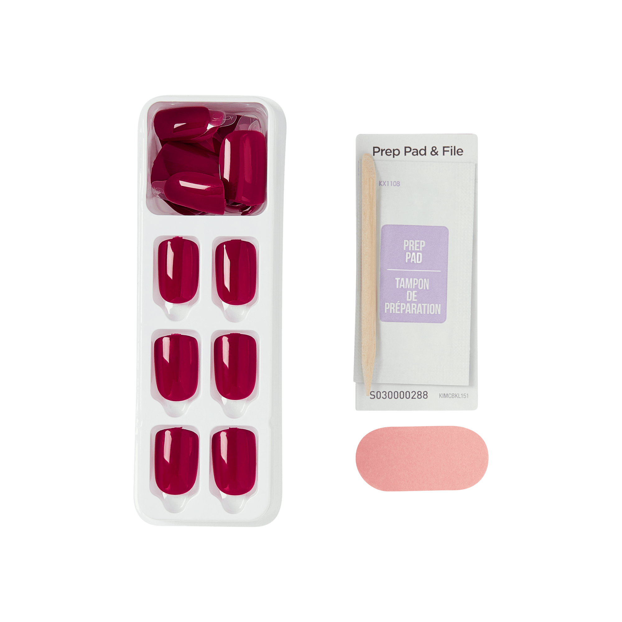 Impress Color No Glue Fake Press On Nails - Highlight | Solid, Red, Short, Squoval, Manicure