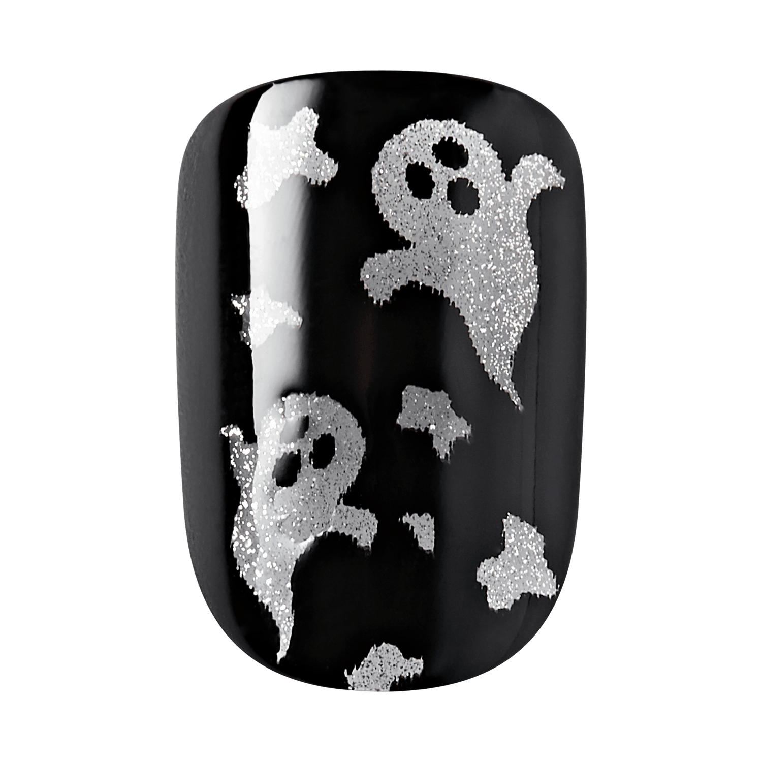 Impress Design Halloween No Glue Fake Press On Nails - Haunt Me | Design, Black, Short, Squoval, Glow In The Dark, Manicure