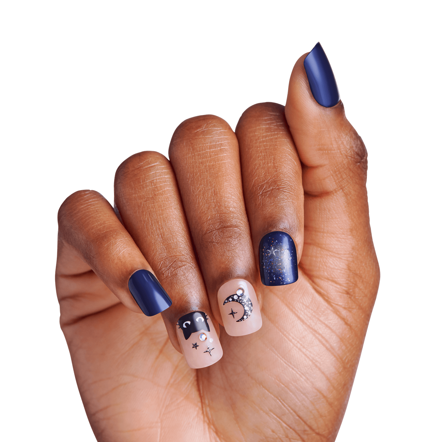 Impress Design Halloween No Glue Fake Press On Nails - Fright Club | Design, Blue &amp; Pink, Short, Squoval, Glow In The Dark, Manicure