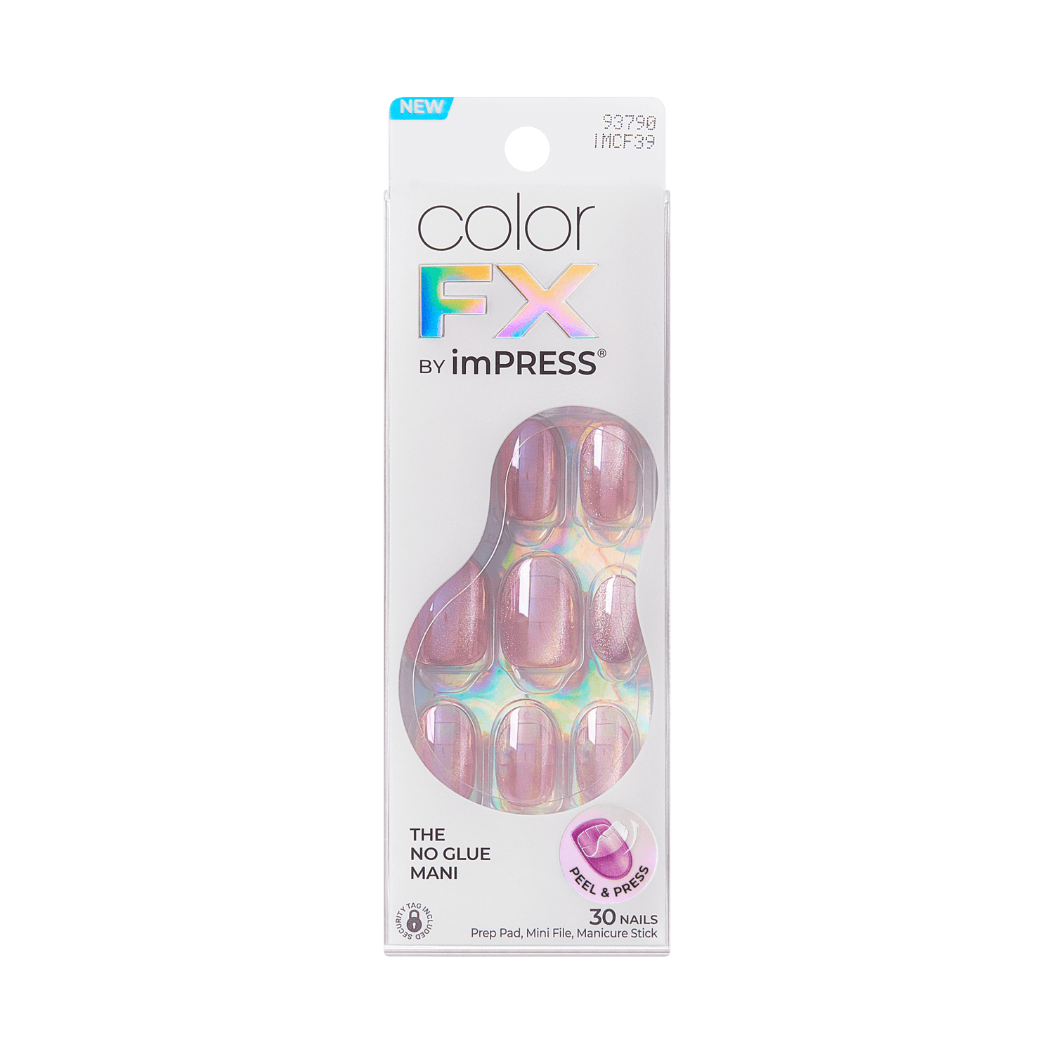 colorFX by Impress No Glue Fake Press On Nails - Starry | Solid, Pink, Short, Oval, Manicure