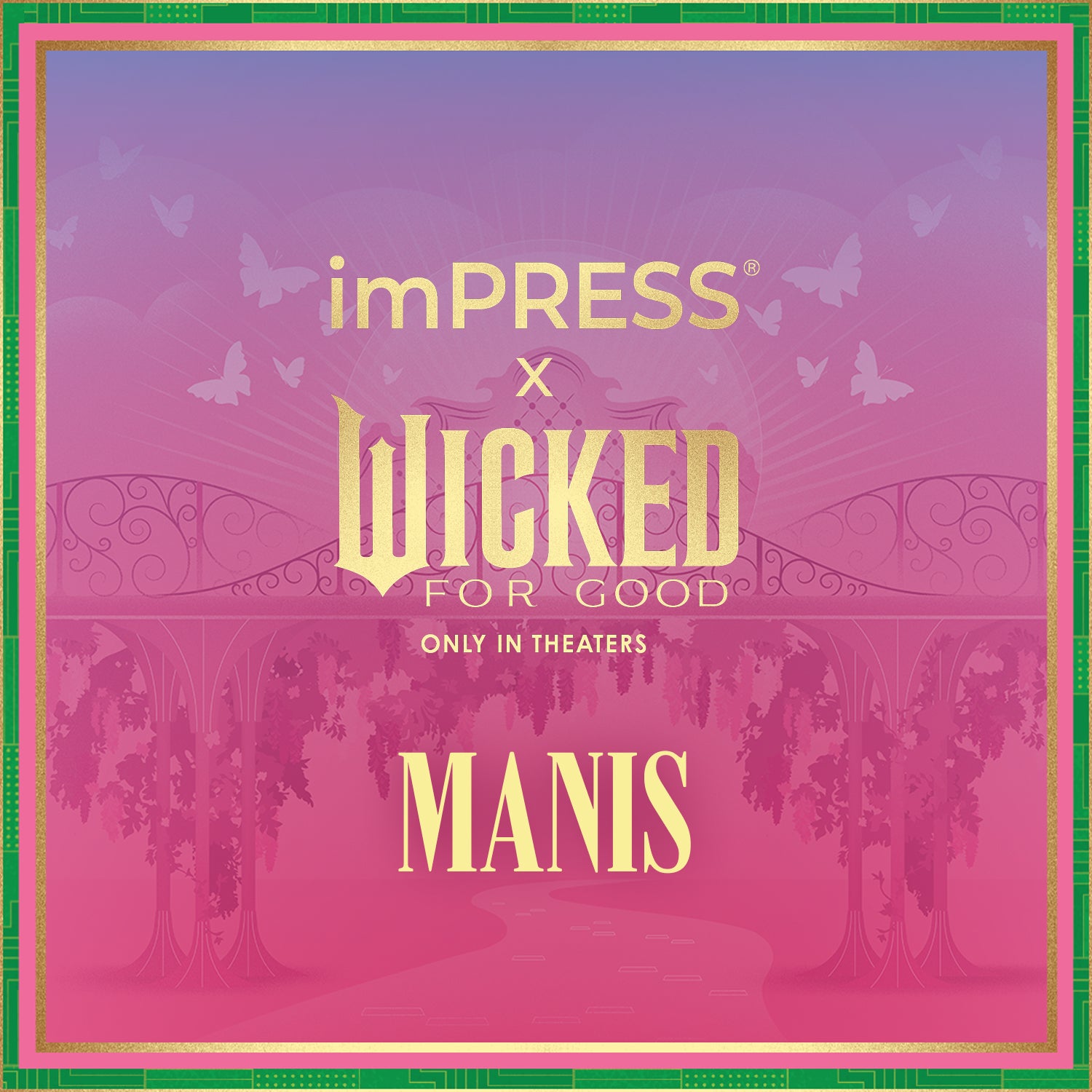 imPRESS x Wicked For Good nail manis theatrical poster design