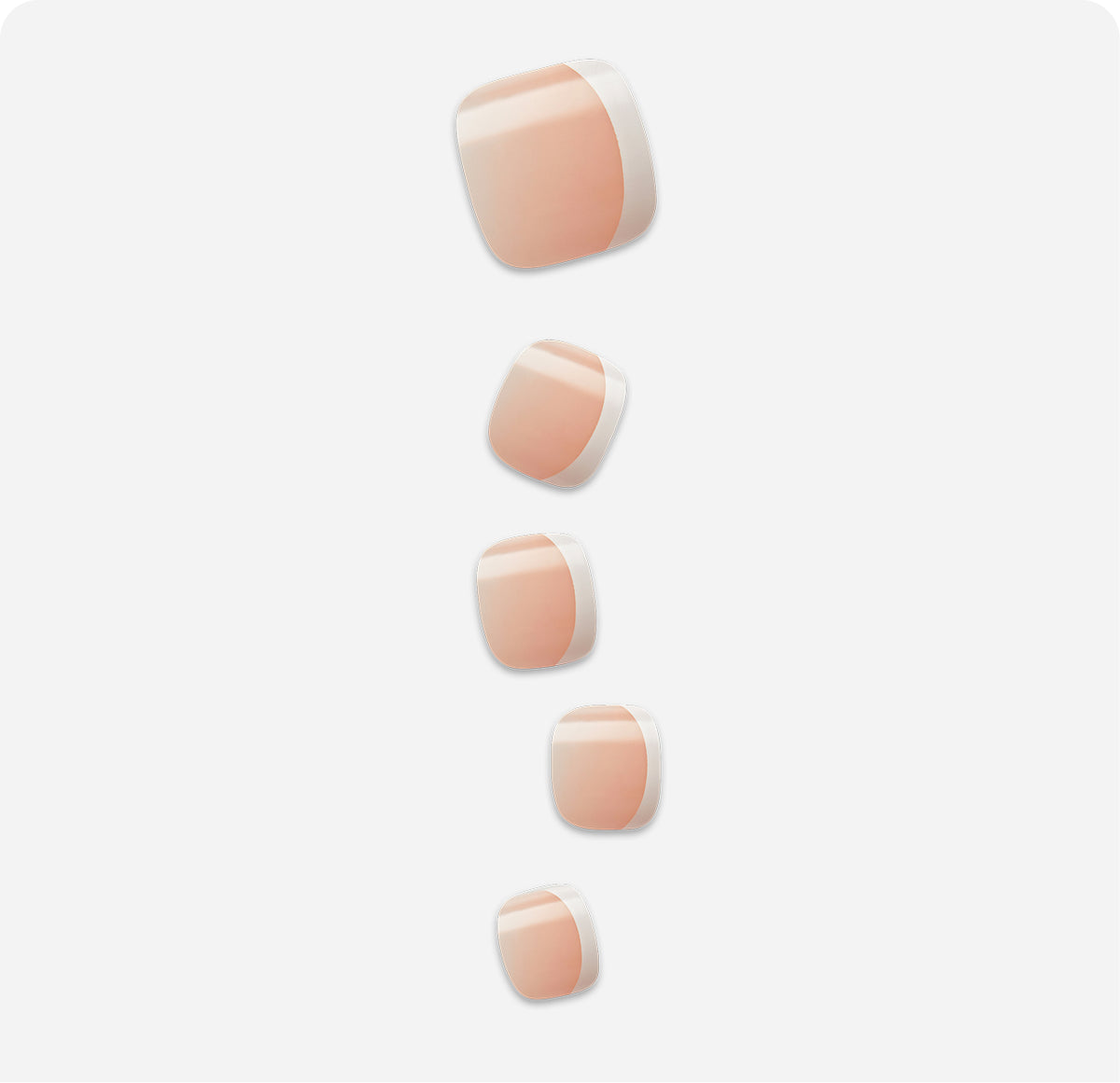 Nail polish strips in peachy nude shade, various sizes displayed vertically
