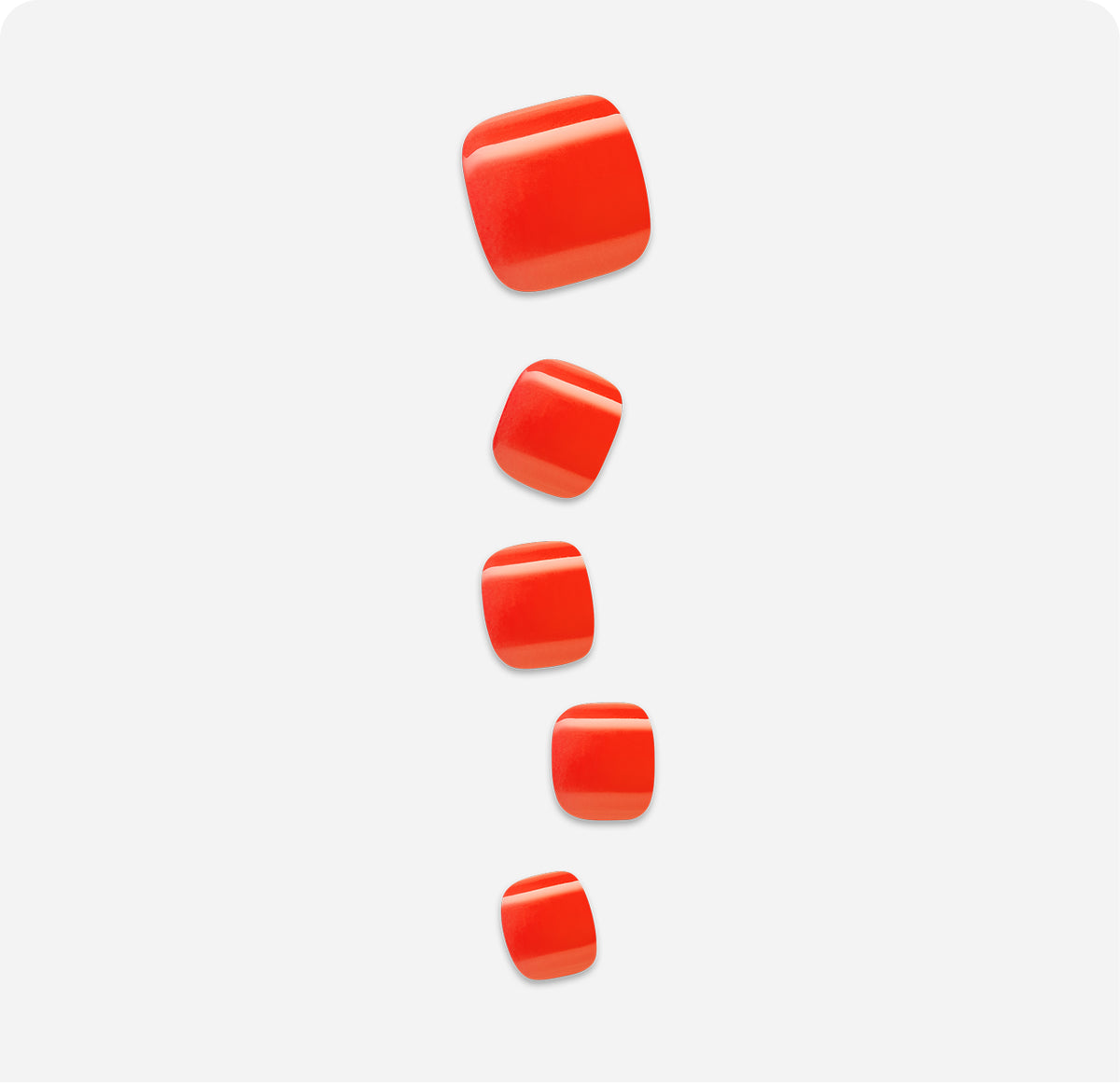 Five red rounded square icons arranged vertically in decreasing size.