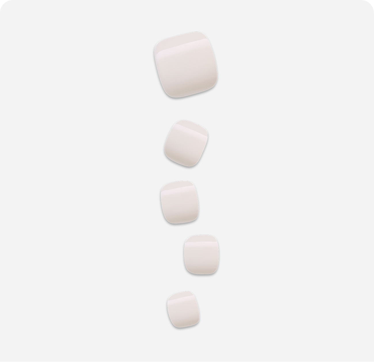 Five white rounded square app icons of decreasing size arranged vertically.