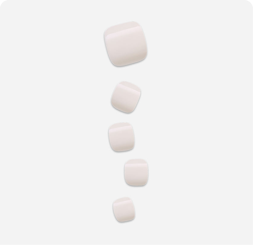 Five white rounded square app icons of decreasing size arranged vertically.