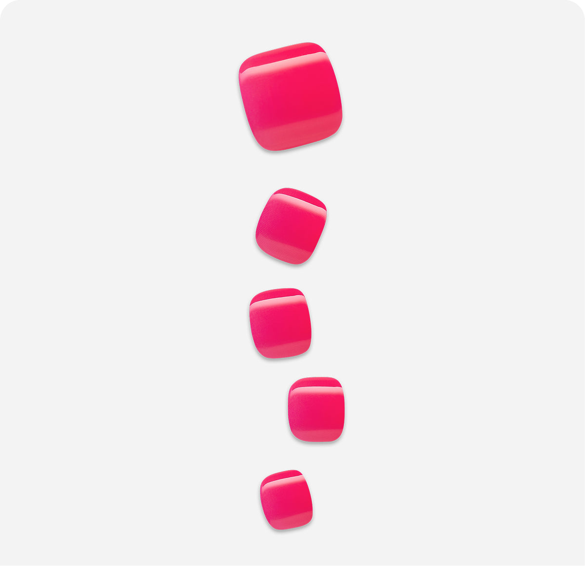 Five pink rounded square icons arranged vertically in decreasing size.