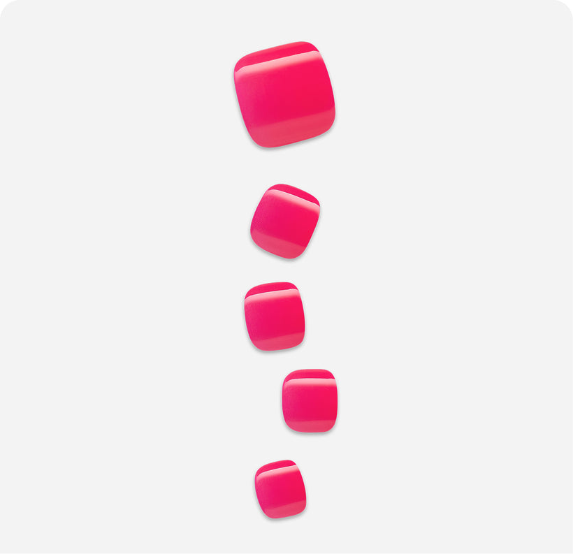 Five pink rounded square icons arranged vertically in decreasing size.