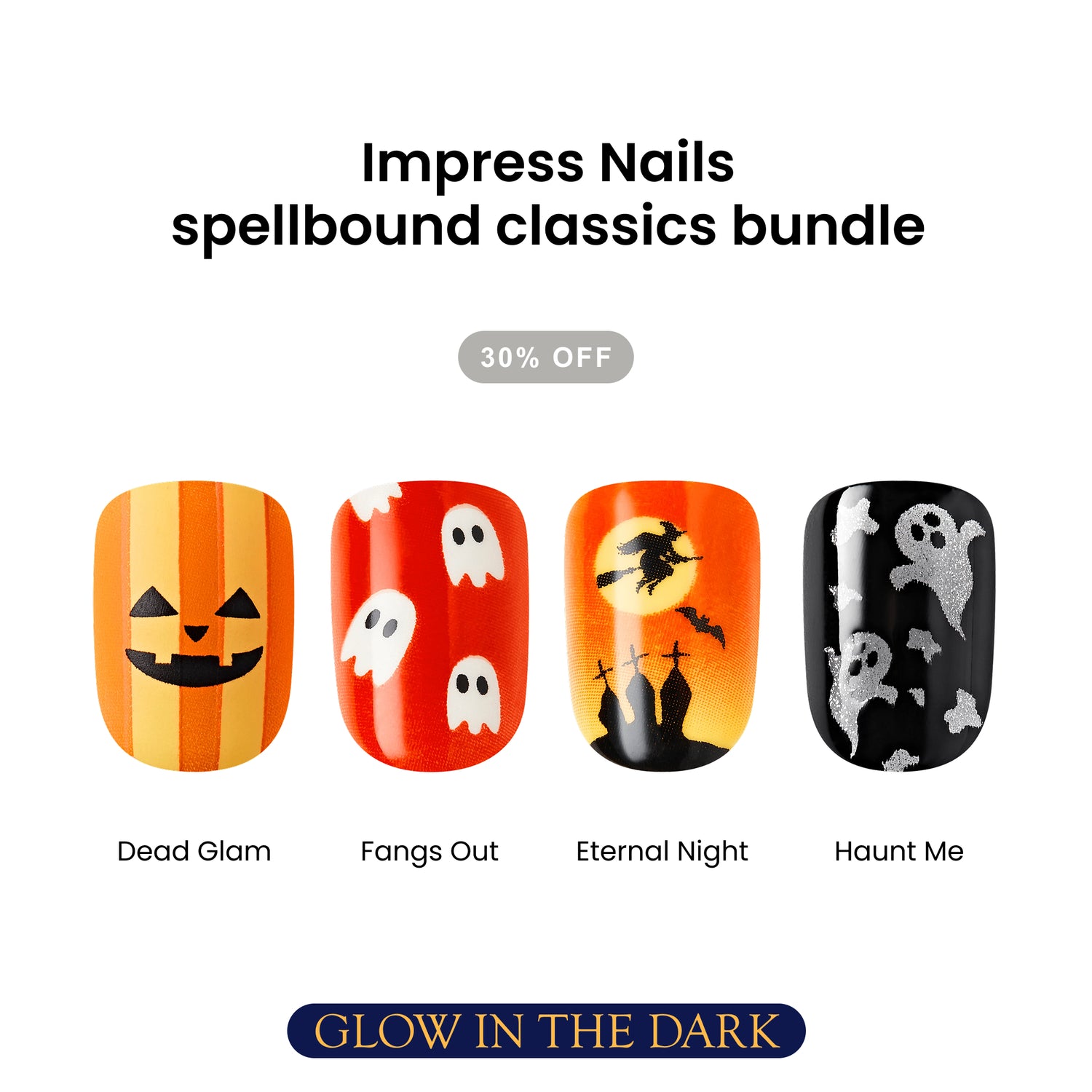 Impress Design No Glue Fake Press-On Halloween Nails Bundle - Spellbound Classics