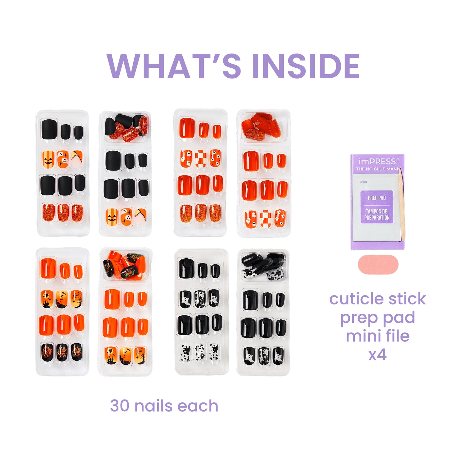 Impress Design No Glue Fake Press-On Halloween Nails Bundle - Spellbound Classics