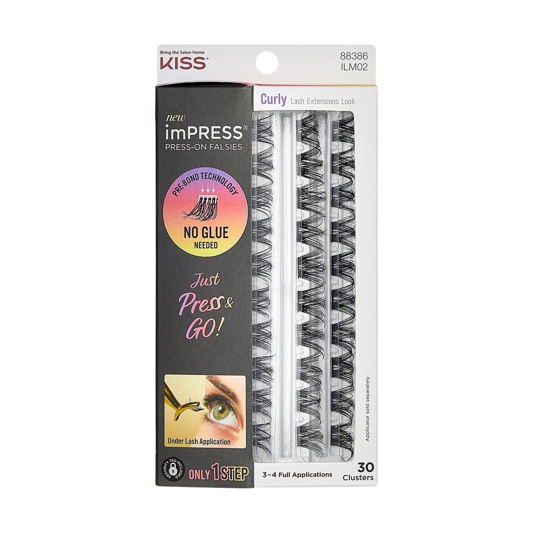 Impress Falsies Self Adhesive Eyelashes Refills 30 Clusters - Curly