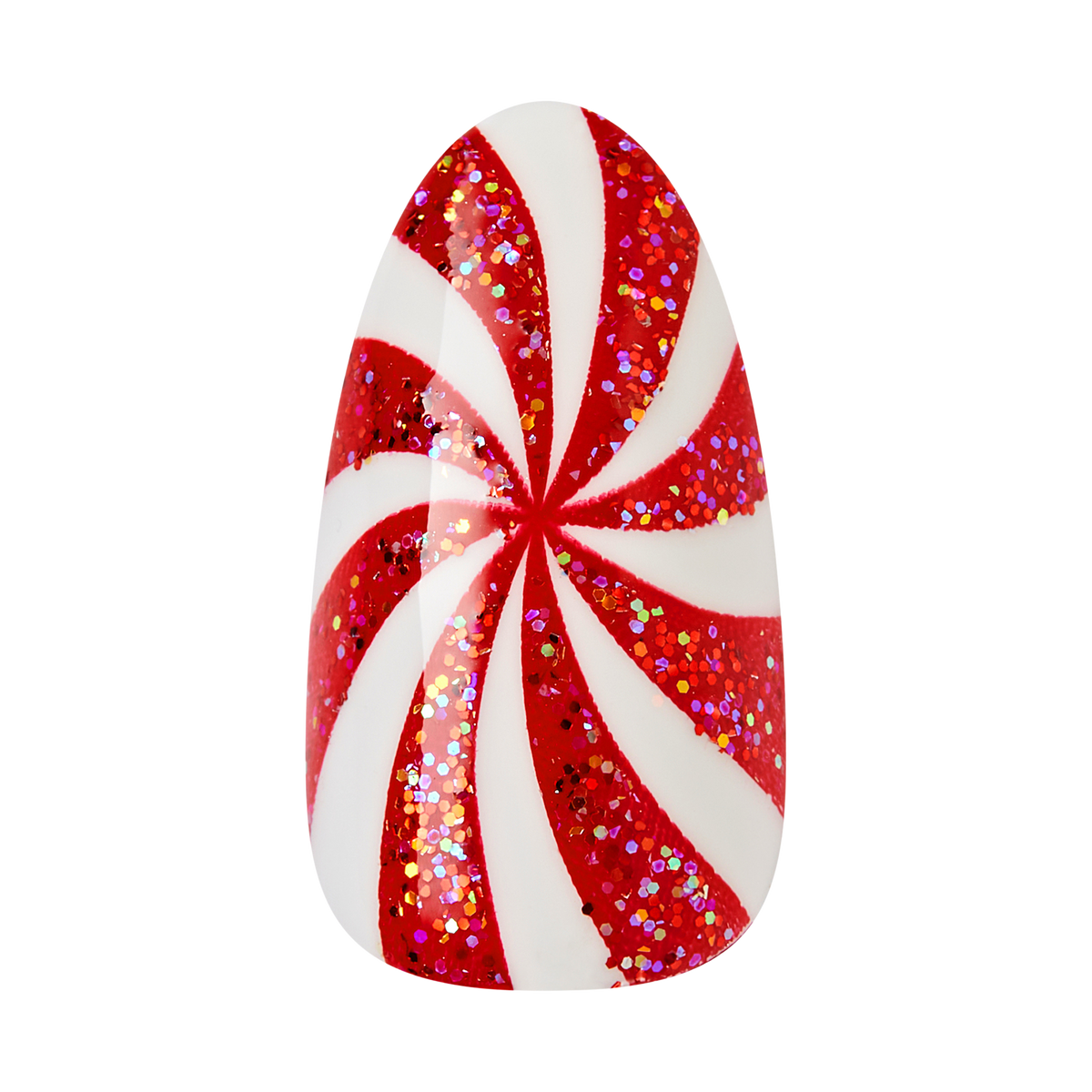 Impress Design Holiday No Glue Fake Press On Nails - Jingle Glow | French Design, Red &amp; White, Medium, Almond, Manicure