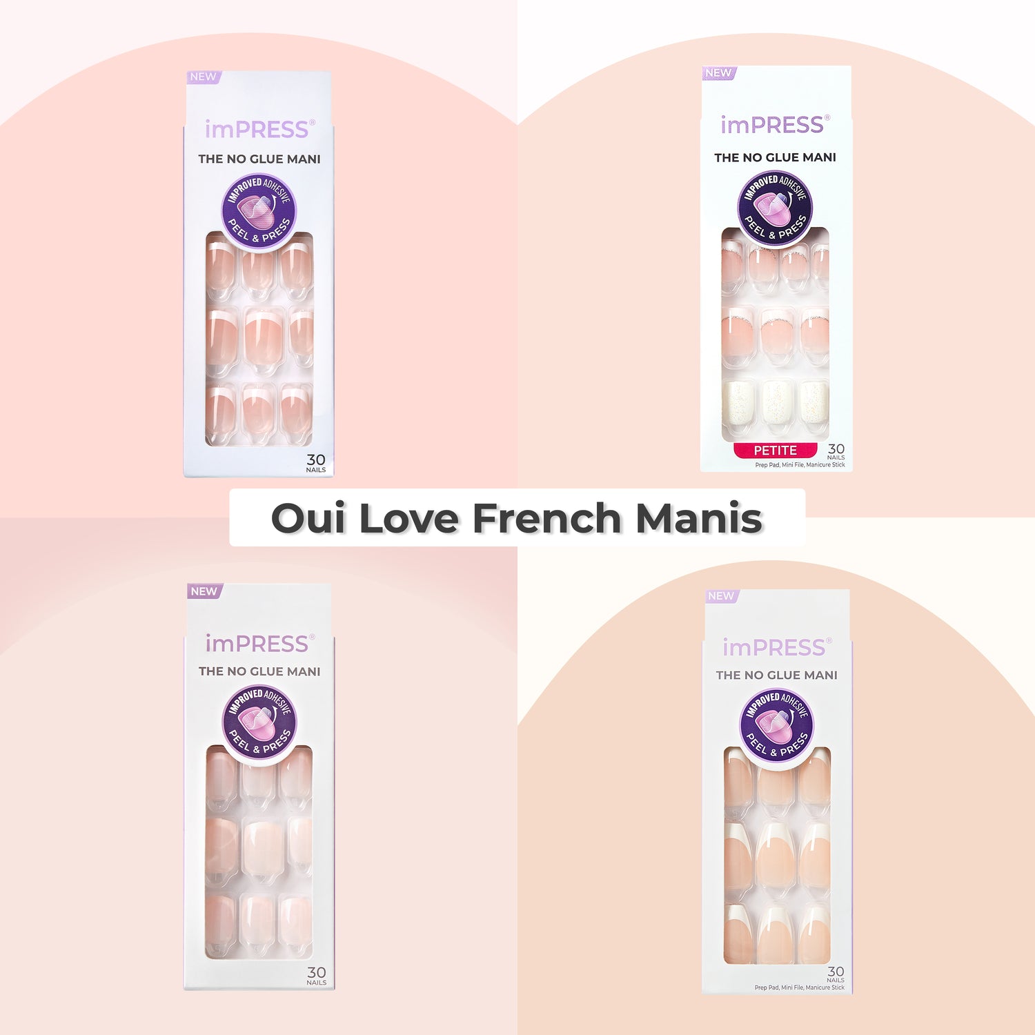 imPRESS THE NO GLUE MANI French manicure nail sets in four styles
