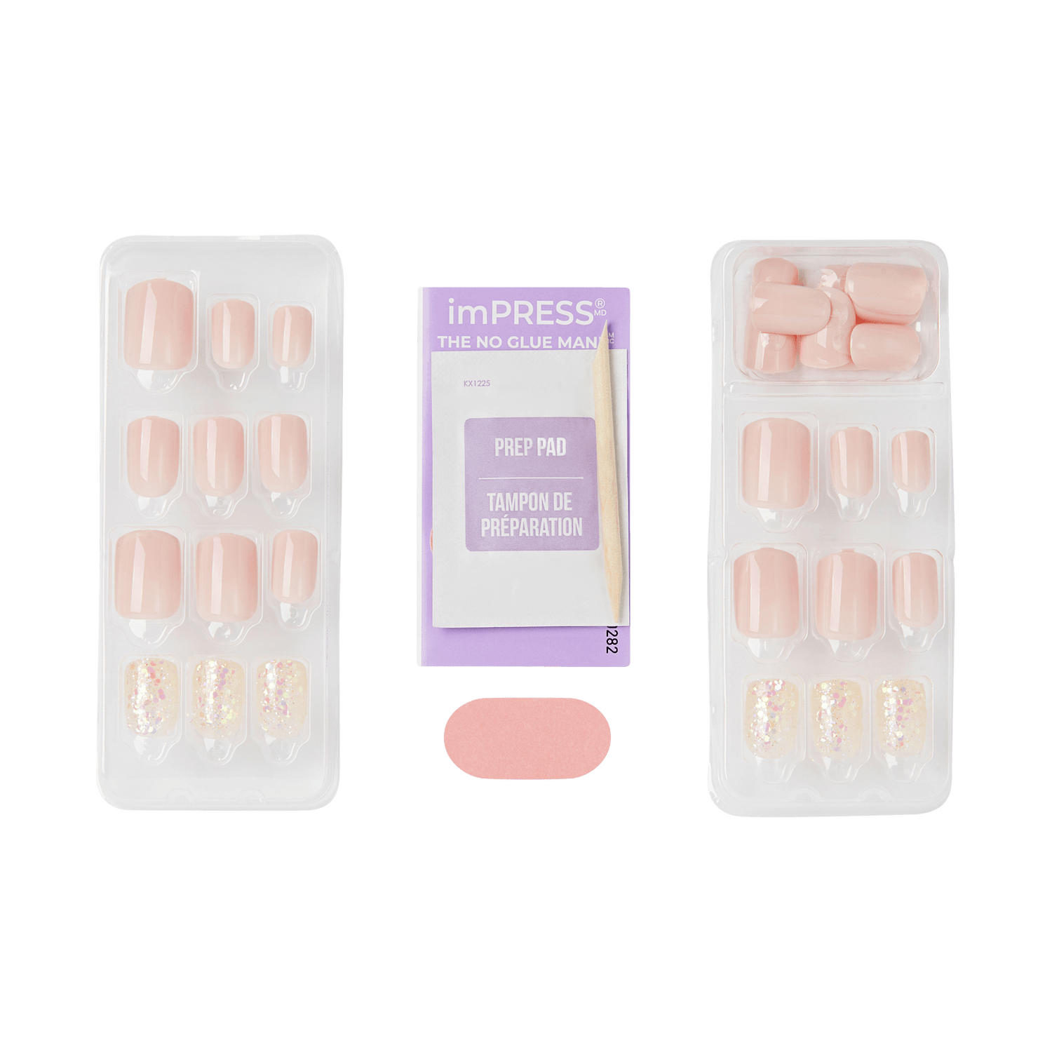 Impress No Glue Fake Press On Nails - Dorothy | Design, Pink, Short, Squoval, Manicure