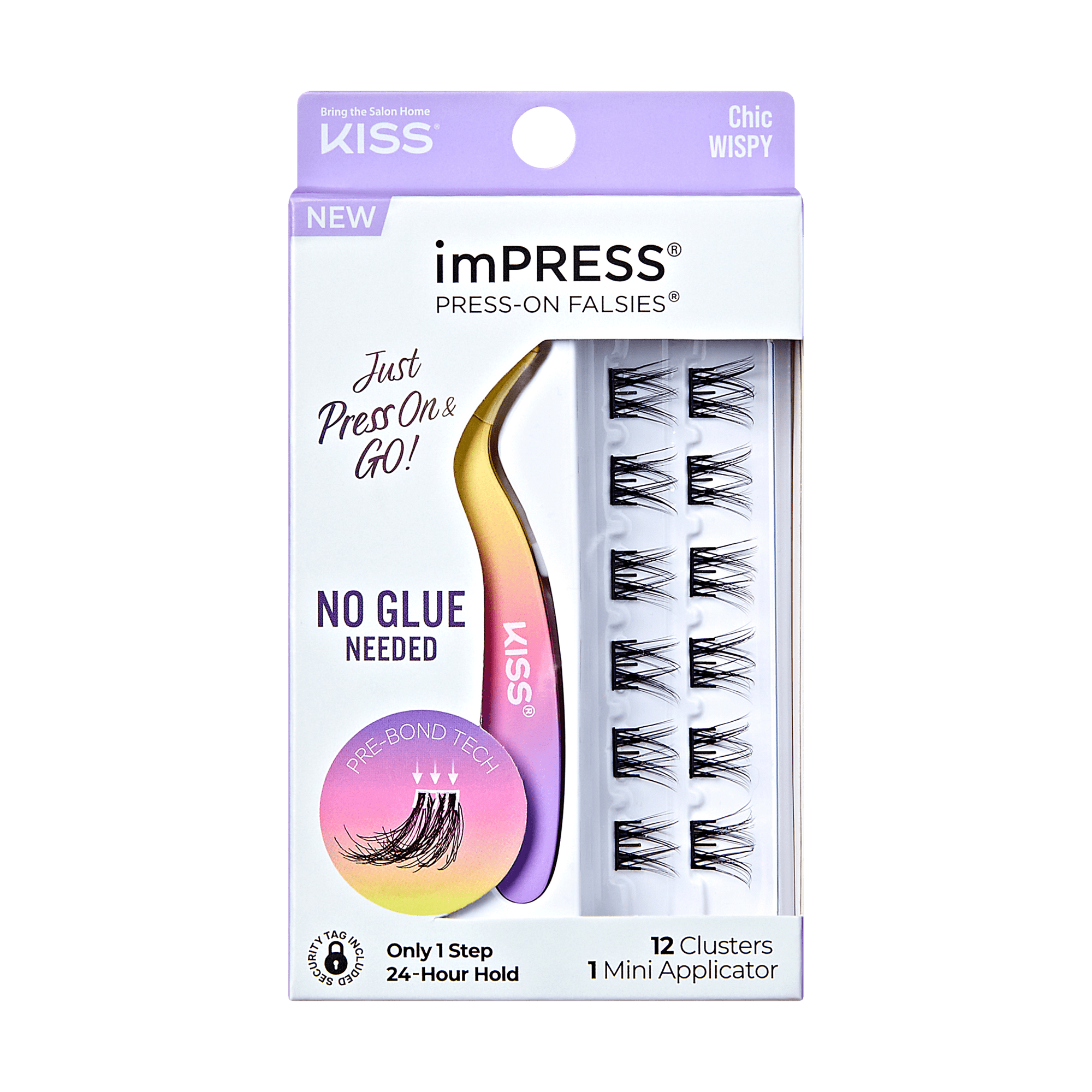 imPRESS Falsies Self Adhesive Eyelashes, 12 Lash Clusters + Applicator - Chic